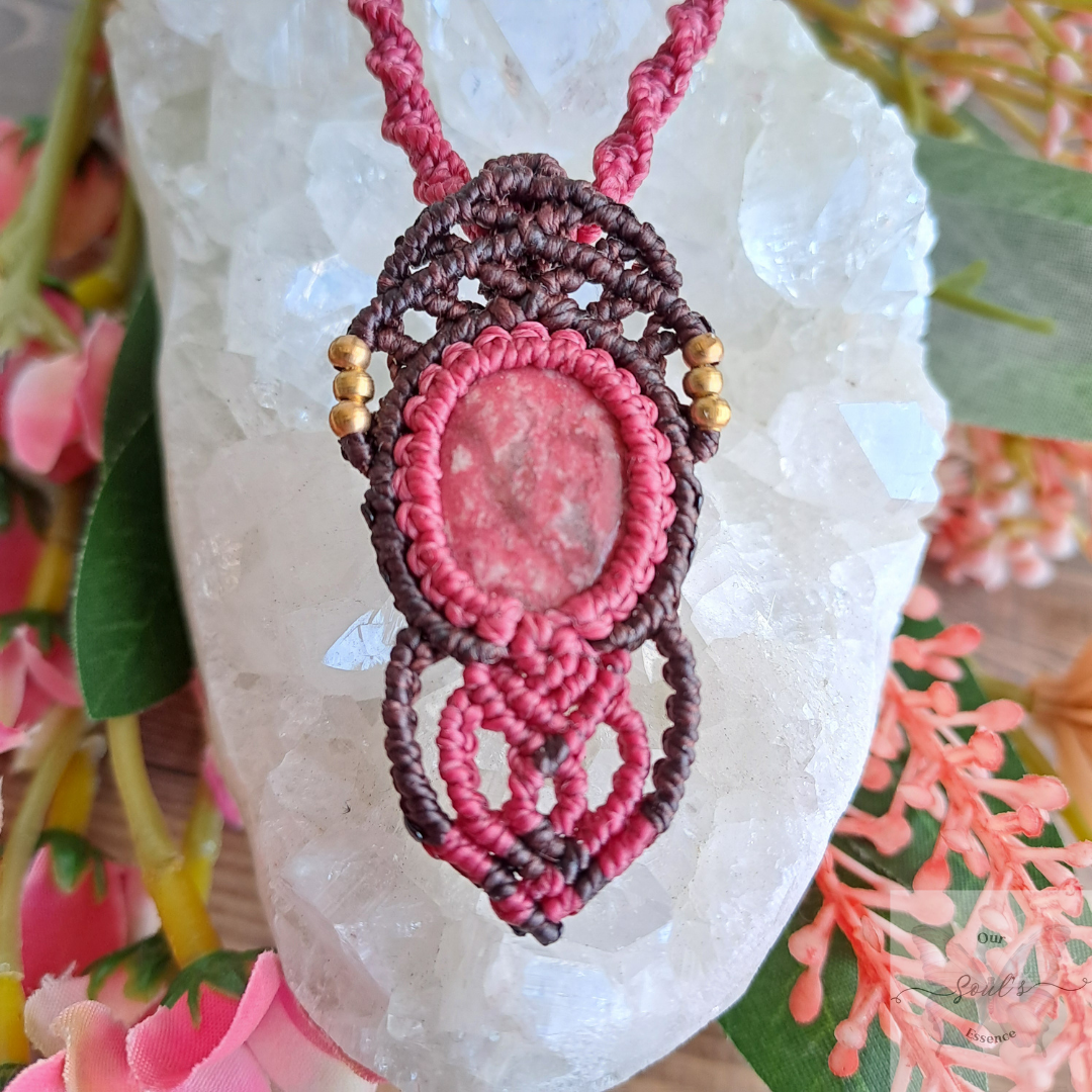 Thulite Micro Macramé Necklace