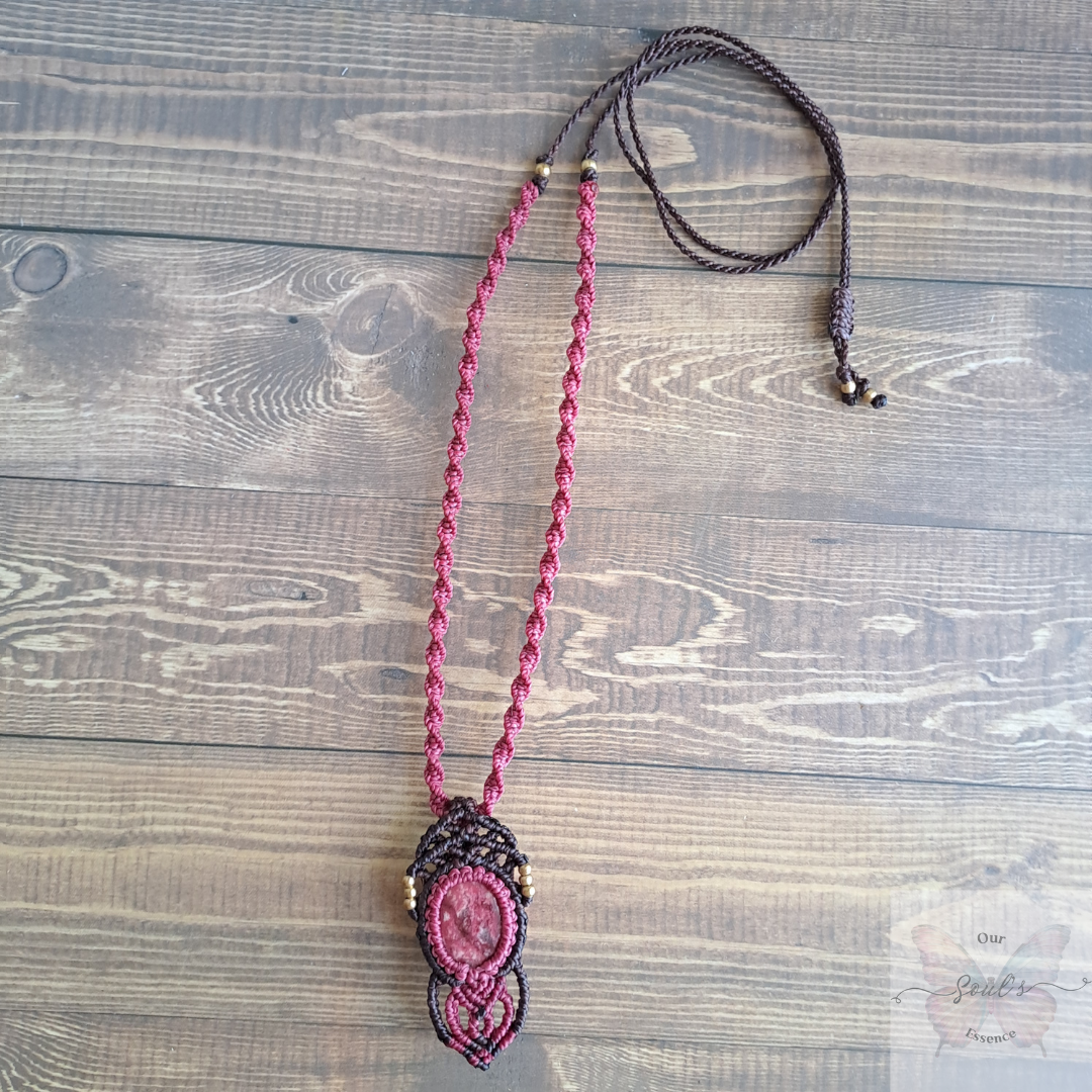 Thulite Micro Macramé Necklace