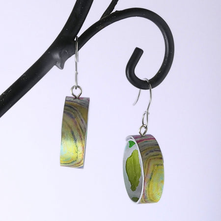 Anodised aluminium earrings hand printed - Colour and Form Collection
