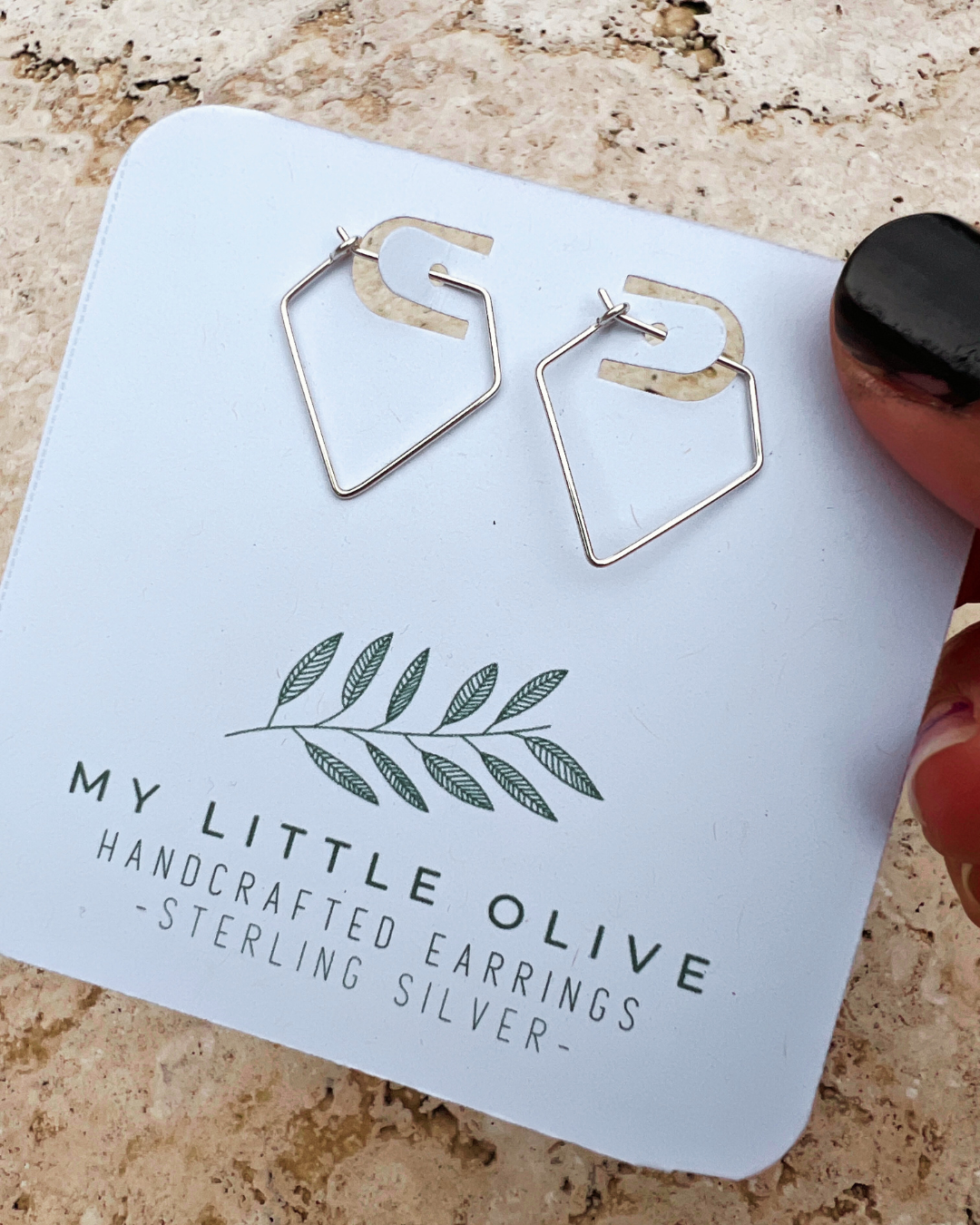 Geo hoops in Sterling Silver