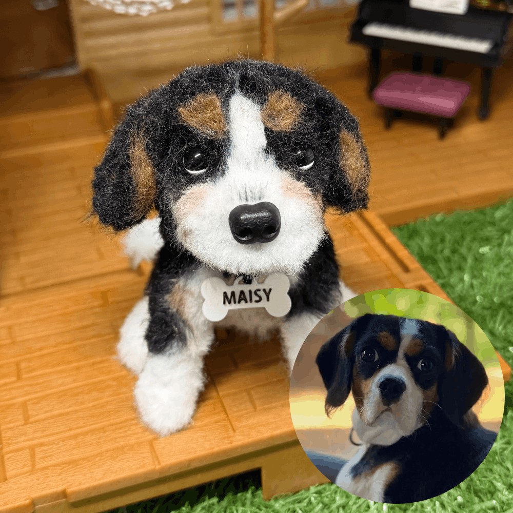 Custom Dog Replica from Photo, Poseable Art Doll, Pet Memorial Keepsake - Handmade Soft Sculpture, Personalised Plushie Ornament