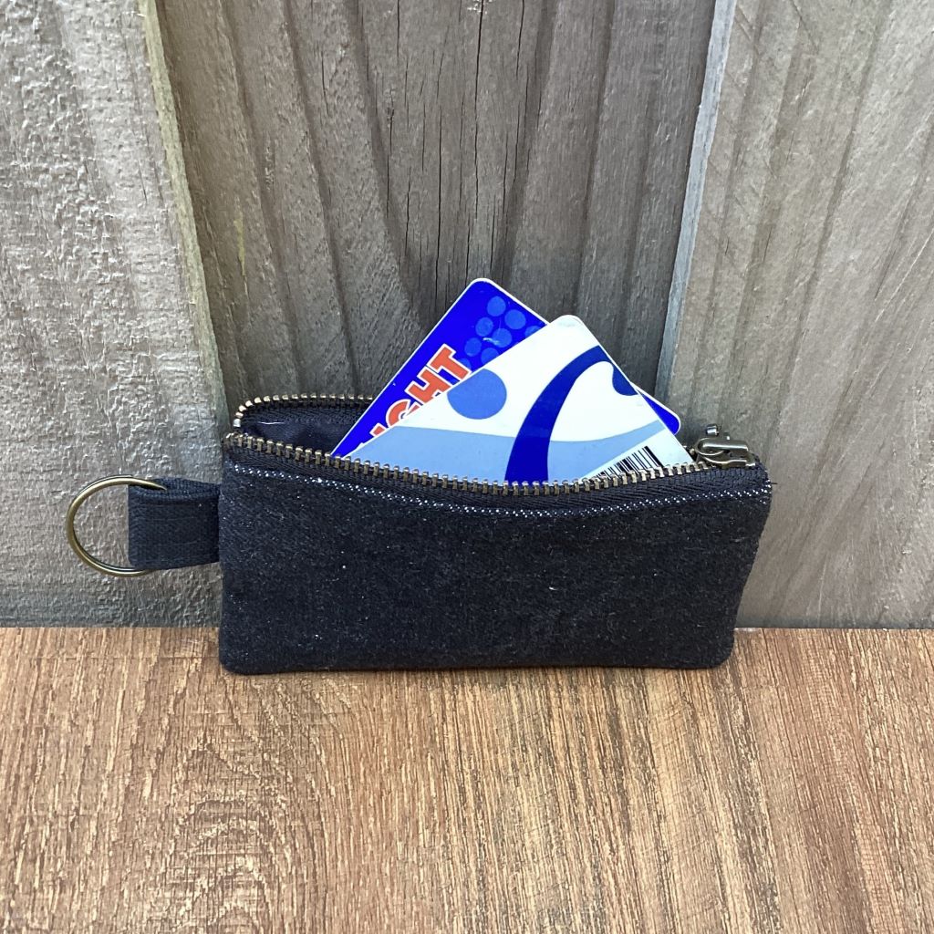 Small Keyring Pouch - Black Upcycled Denim