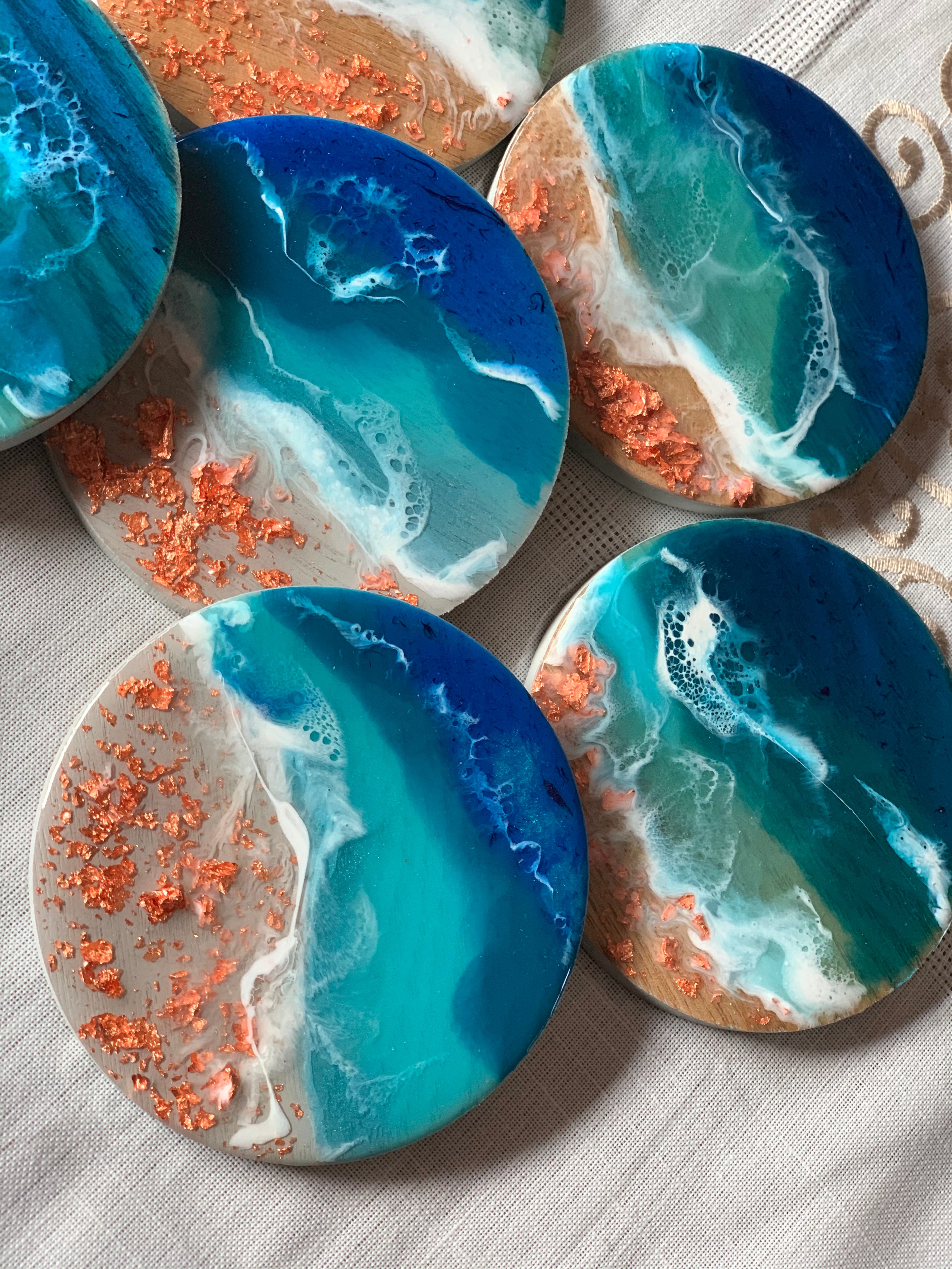 Coasters | coastal love | beach beauty | resin coasters | oceans | gift for her | gift ideas