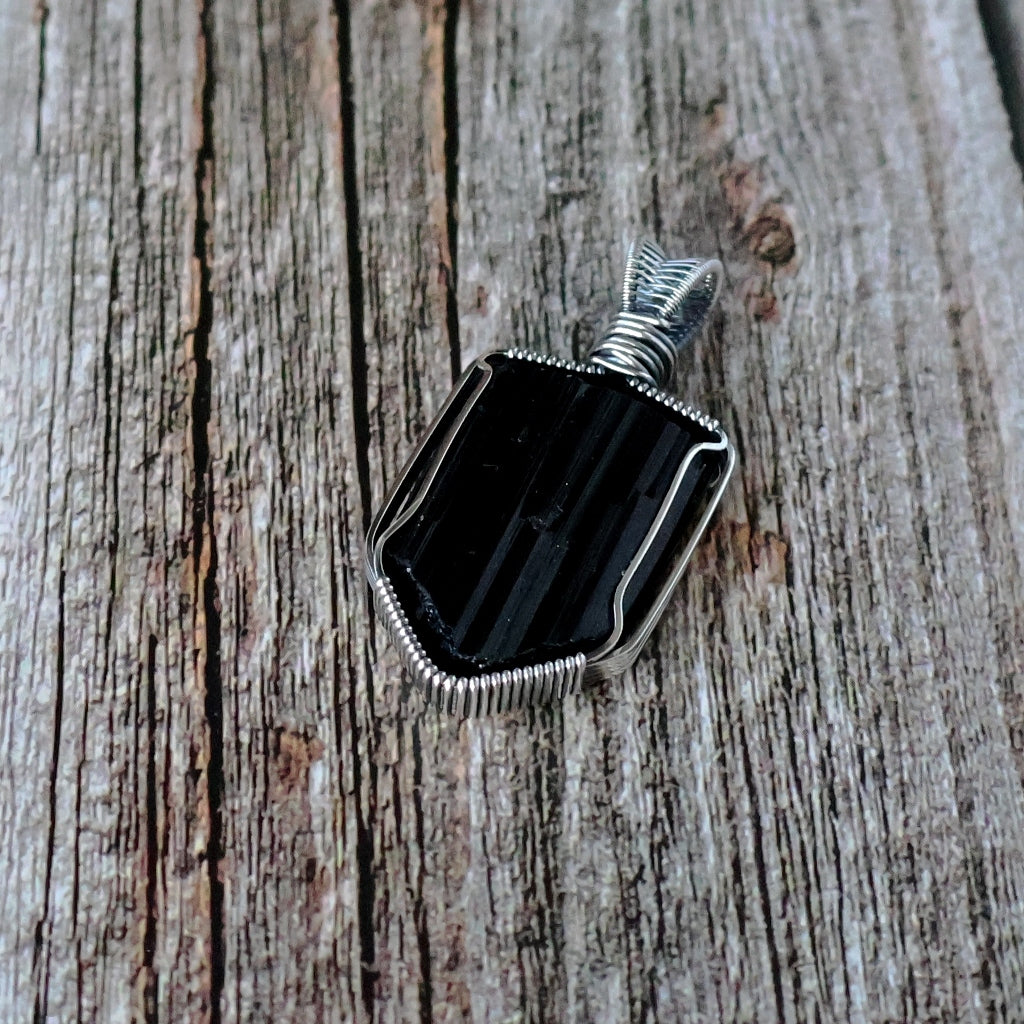 Sterling Silver Black Tourmaline Pendant ~ Talisman of Protection and Purification