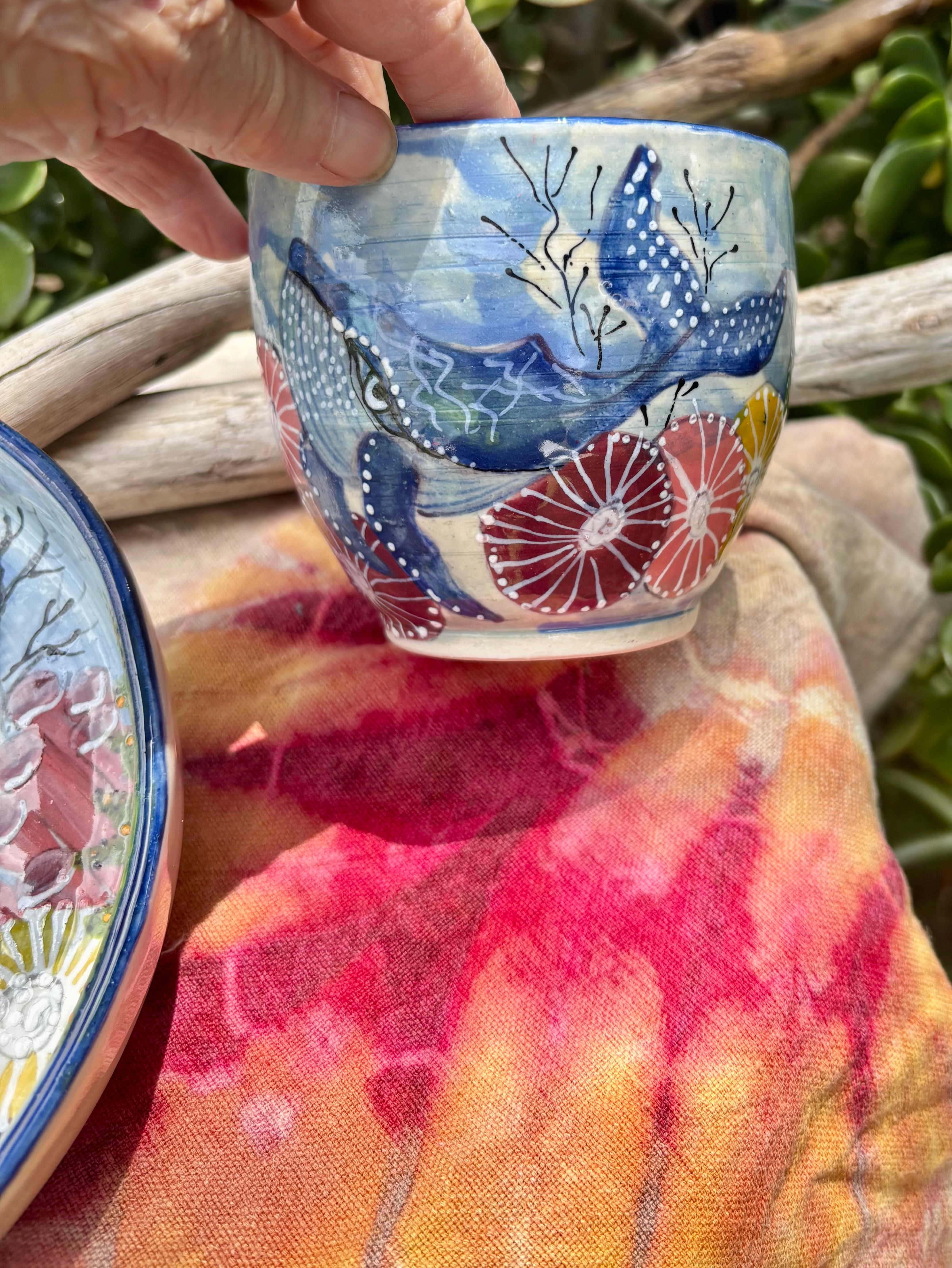 Whimsical Whale handmade potter set