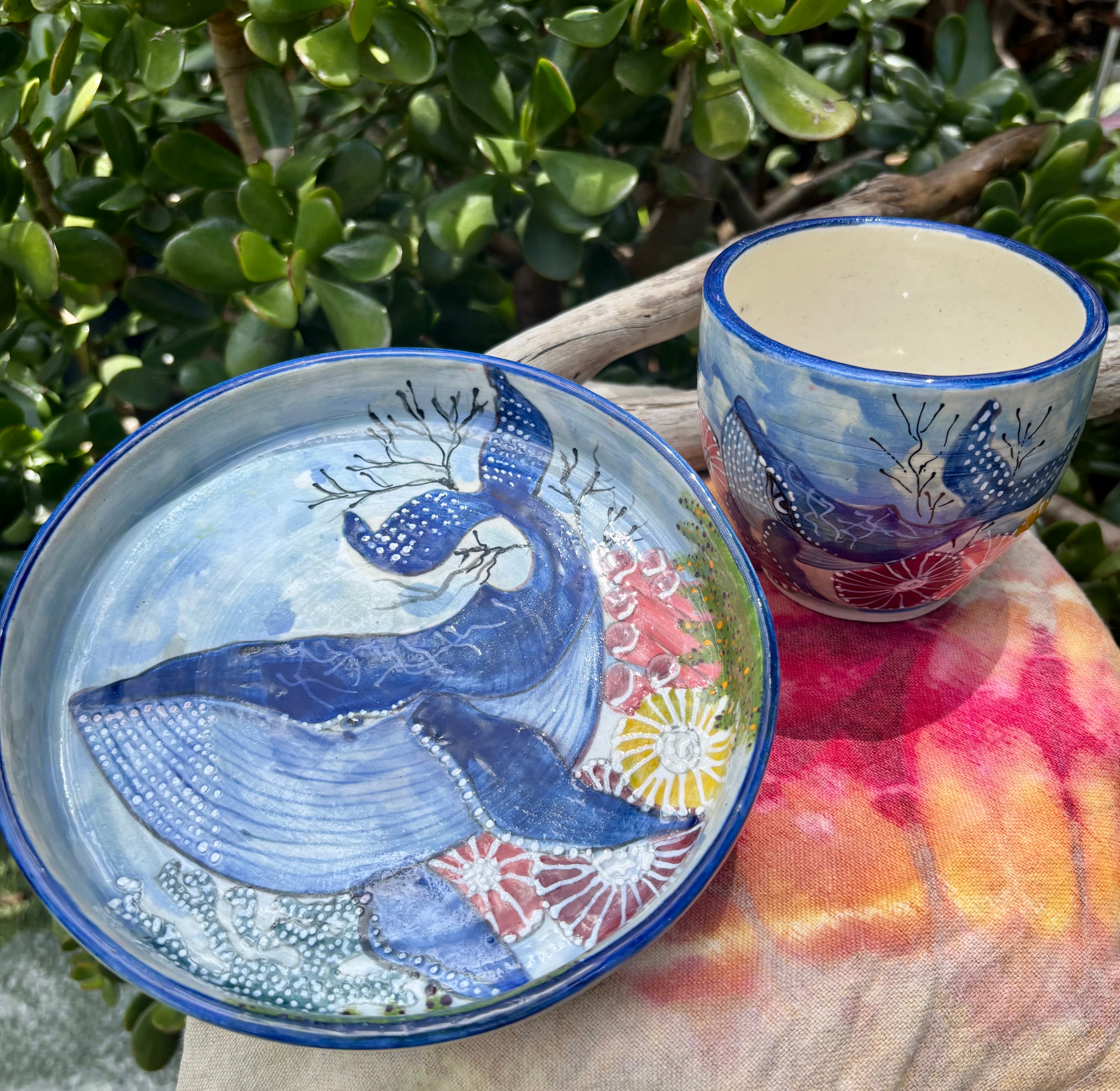 Whimsical Whale handmade potter set
