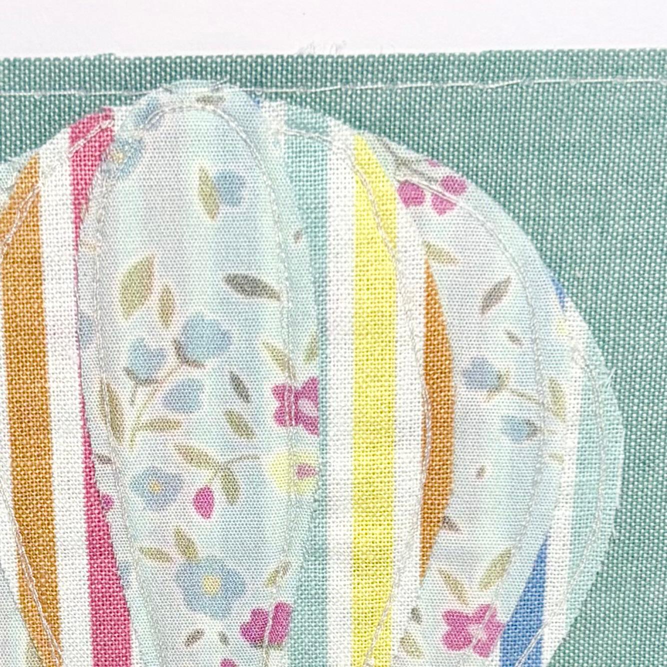 Fabric Greeting Card & Envelope| Soft Pastel Hot Air Balloon| 13cm x 13cm