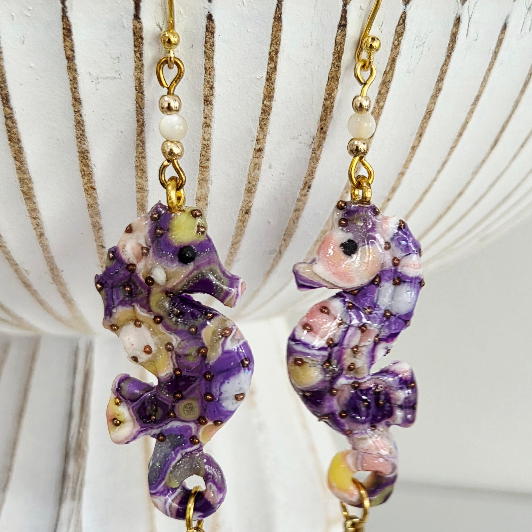 Pink/Purple Seahorse Earrings