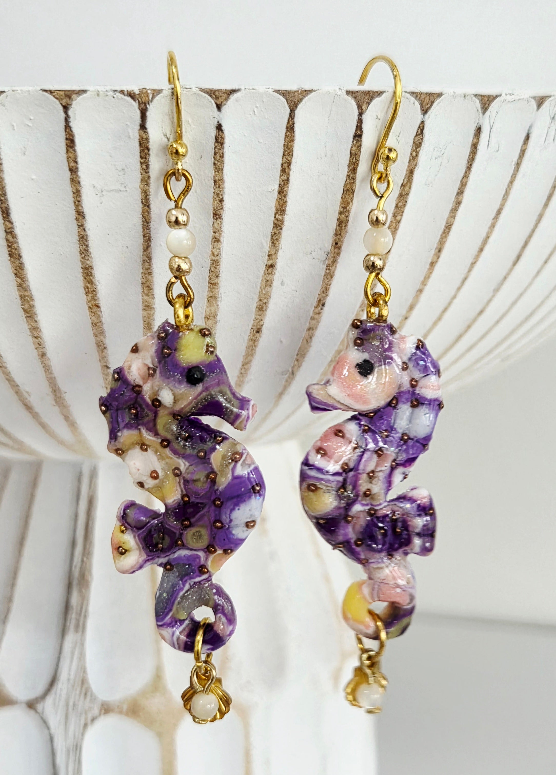 Pink/Purple Seahorse Earrings