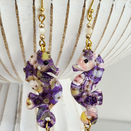 Pink/Purple Seahorse Earrings