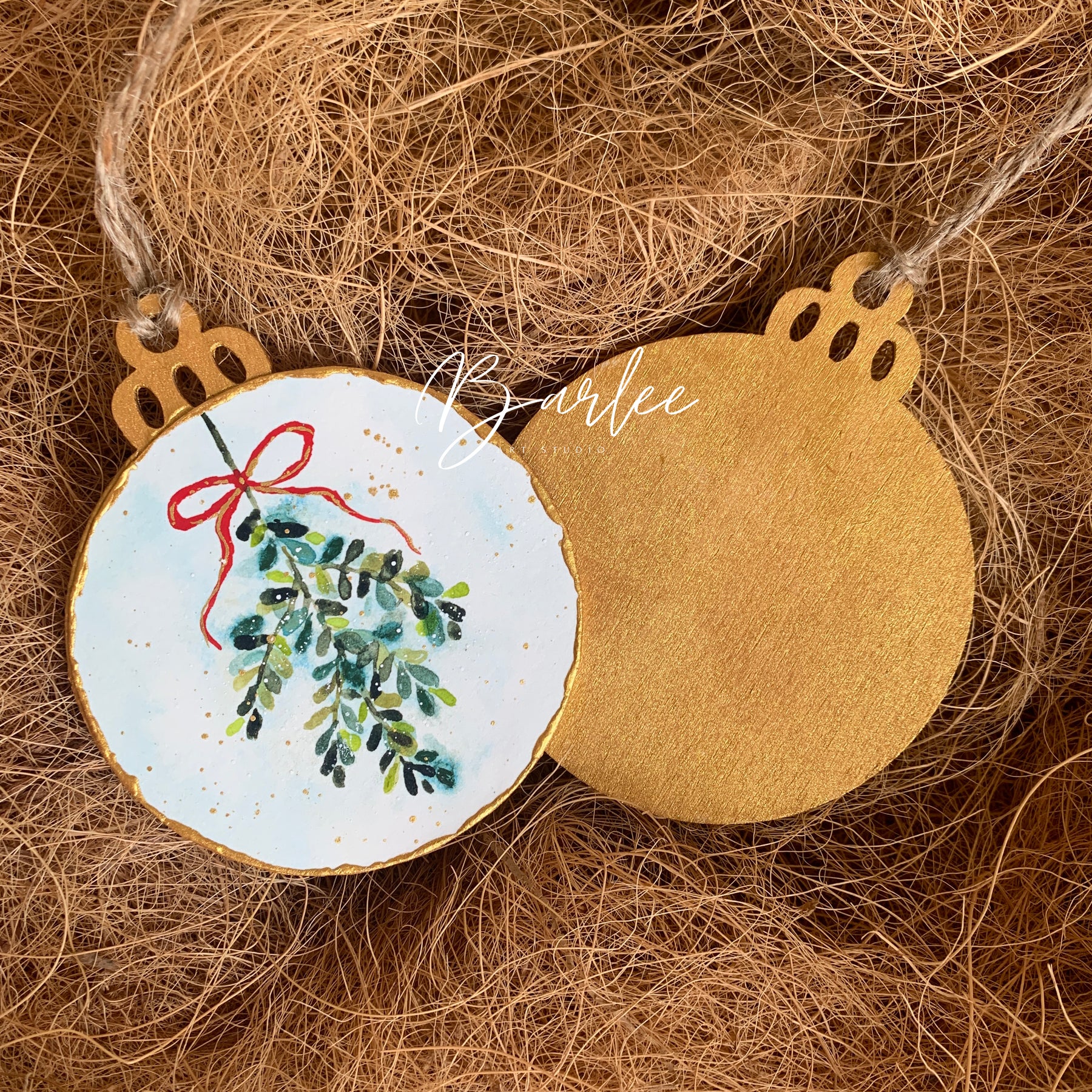Set of 2 Hand-Painted Christmas Decorations - Unique Ornaments