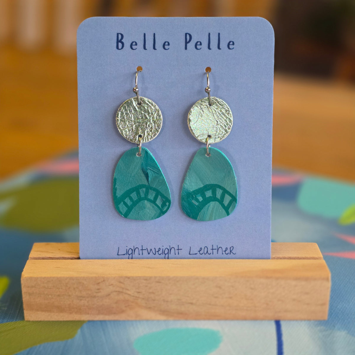 Alla Mano Leather Earrings - Jade Drop