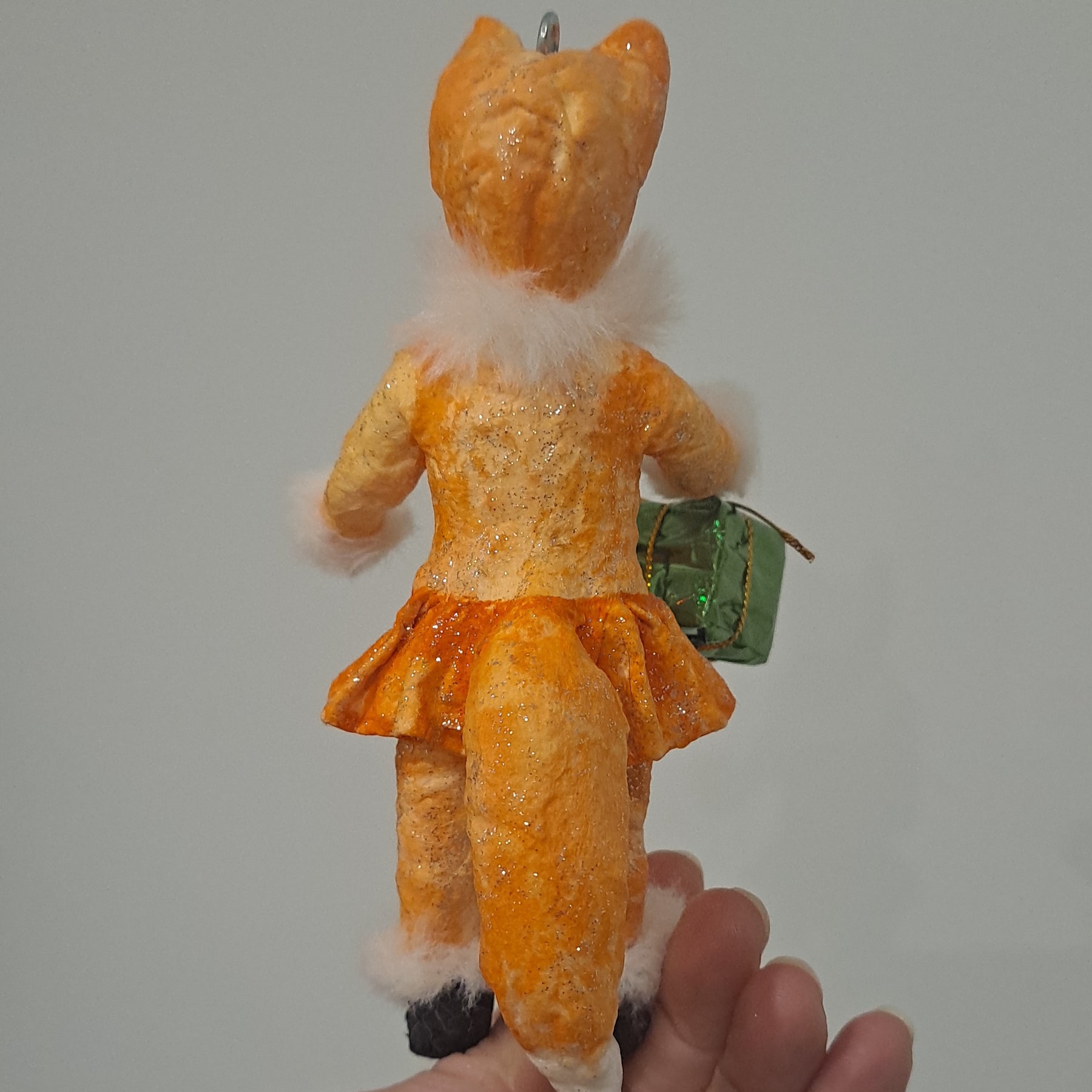 Handcrafted Spun Cotton Fox Christmas Tree Ornament