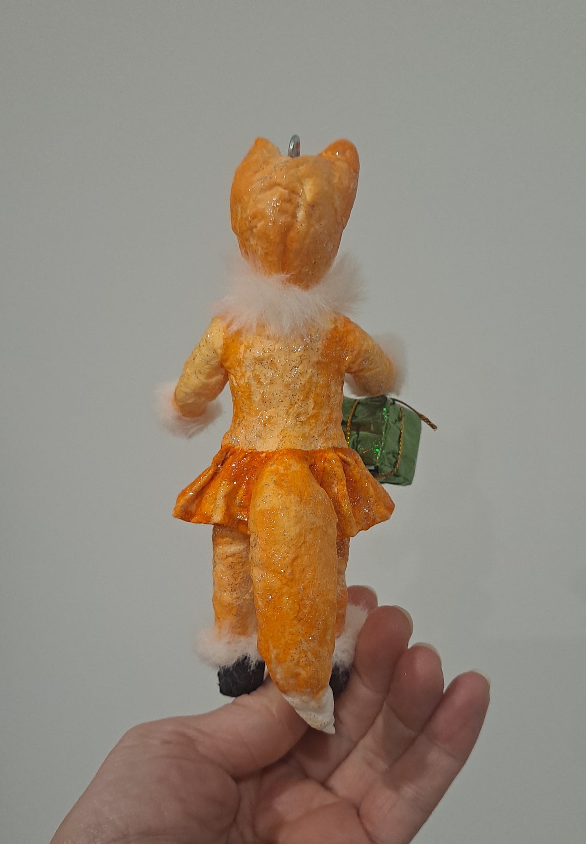 Handcrafted Spun Cotton Fox Christmas Tree Ornament