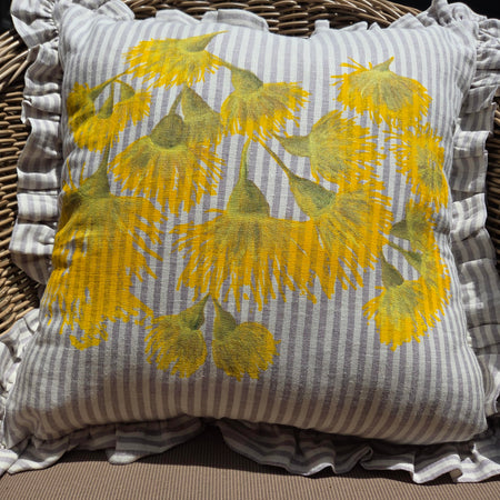Honey Box Blossoms French Linen cushion covers- hand printed & hand painted