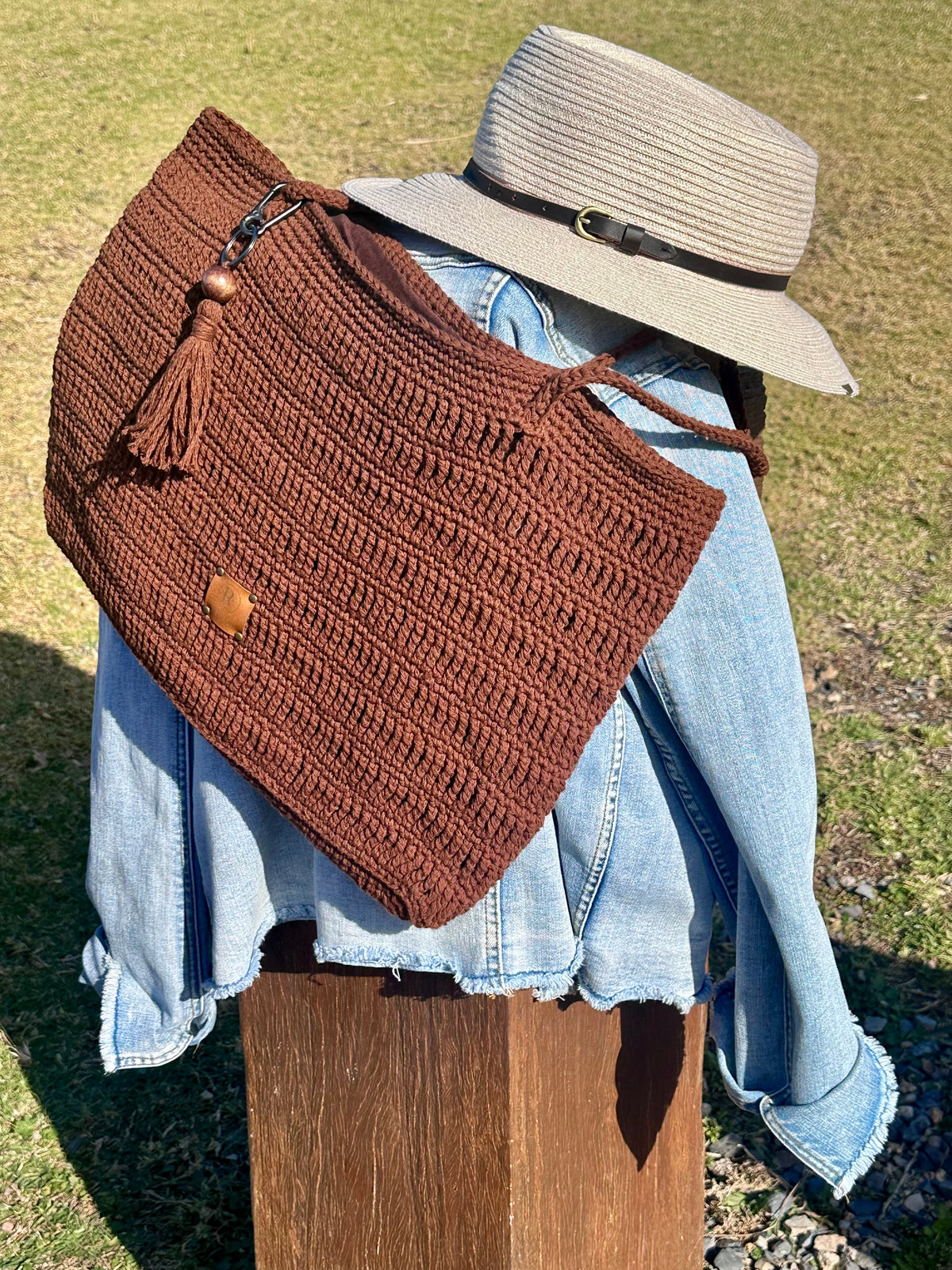 The Chocolate Tote | Hand-Crocheted Cotton Shoulder Bag
