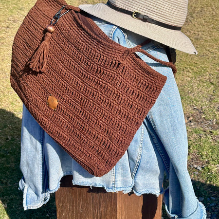 The Chocolate Tote | Hand-Crocheted Cotton Shoulder Bag