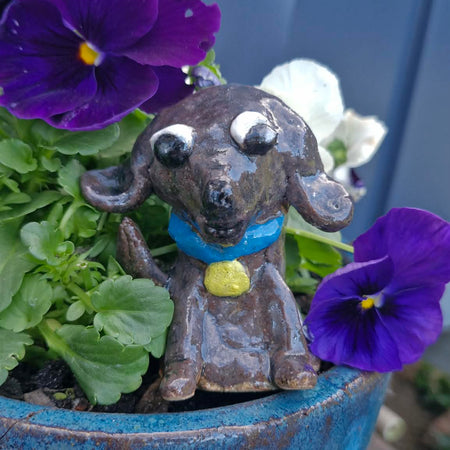 Small Dog Sculpture Blue Collar