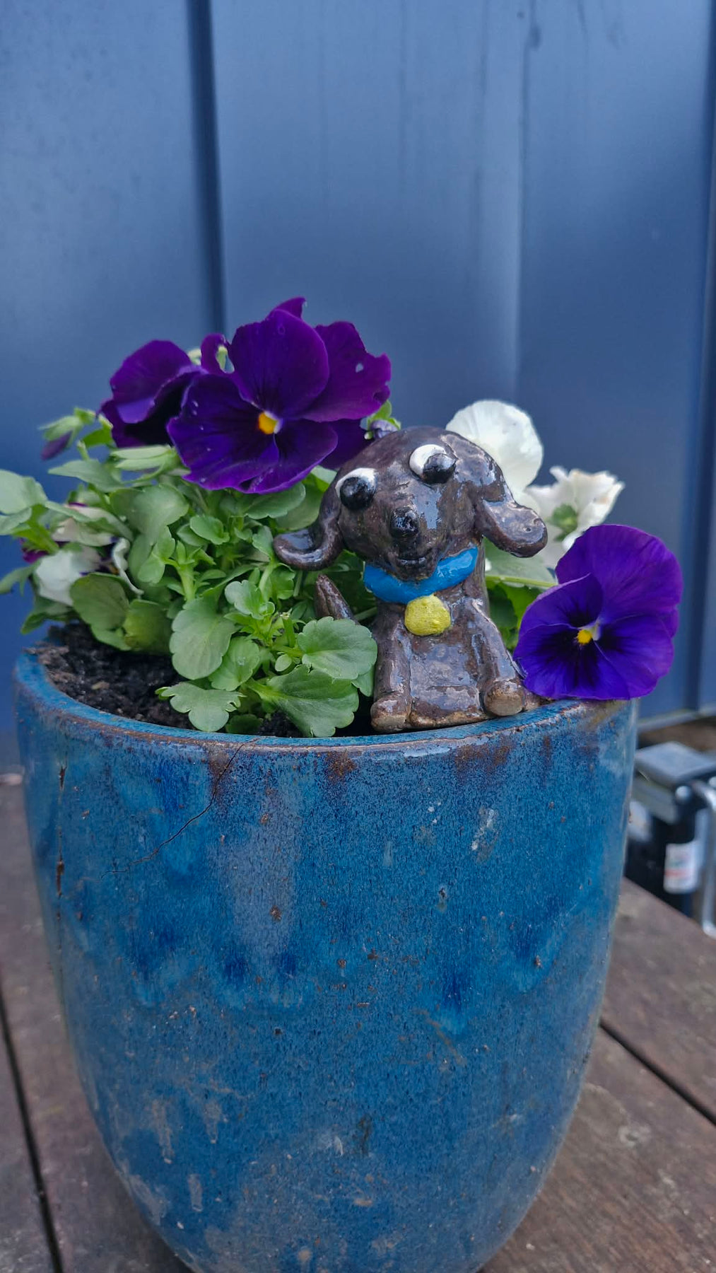 Small Dog Sculpture Blue Collar
