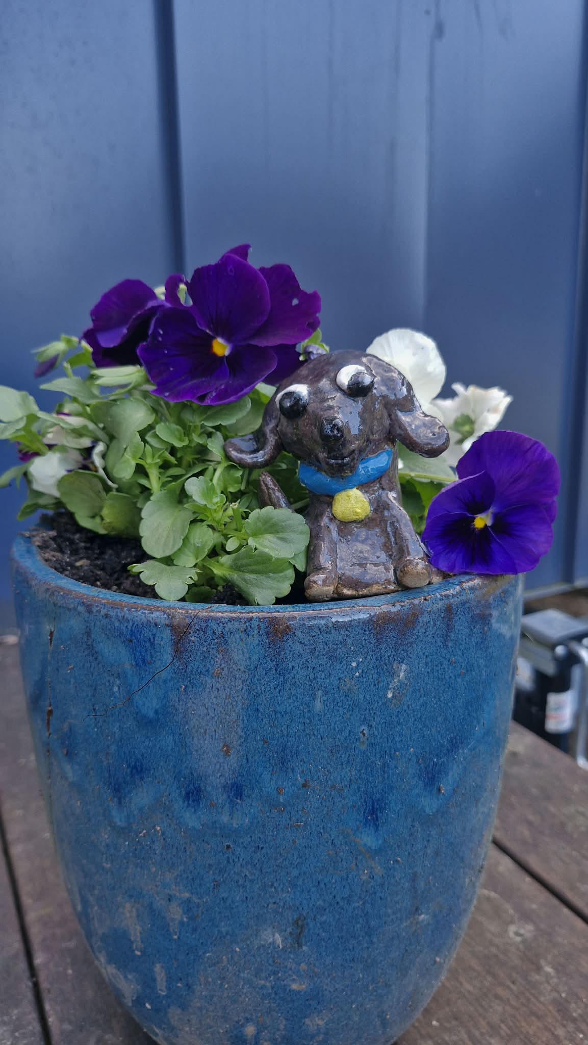 Small Dog Sculpture Blue Collar