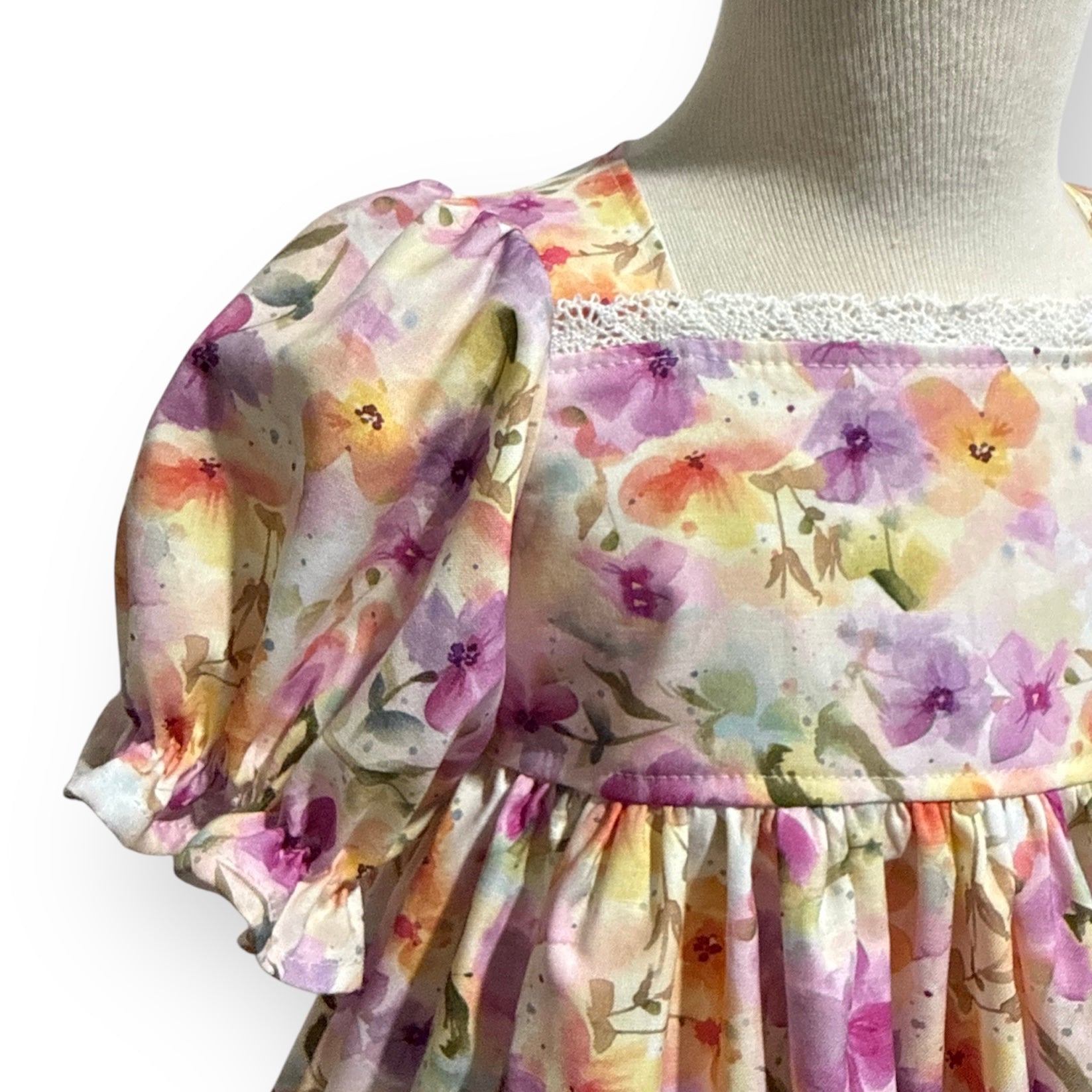 SIZE 3 Cerise Dress - Lilac Watercolour Floral