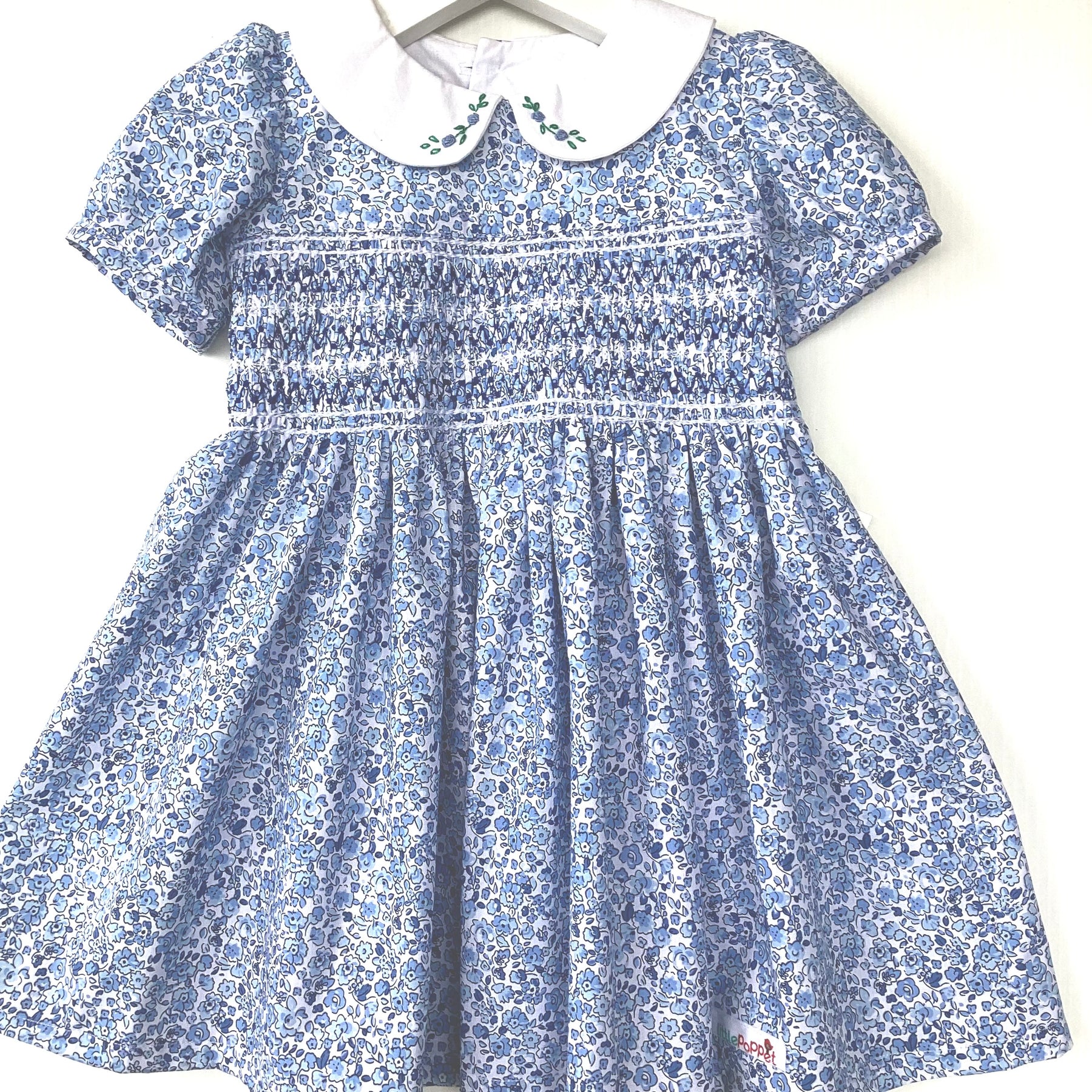 Girls’ Smocked Girl's Dress with Hand Embroidered Collar
