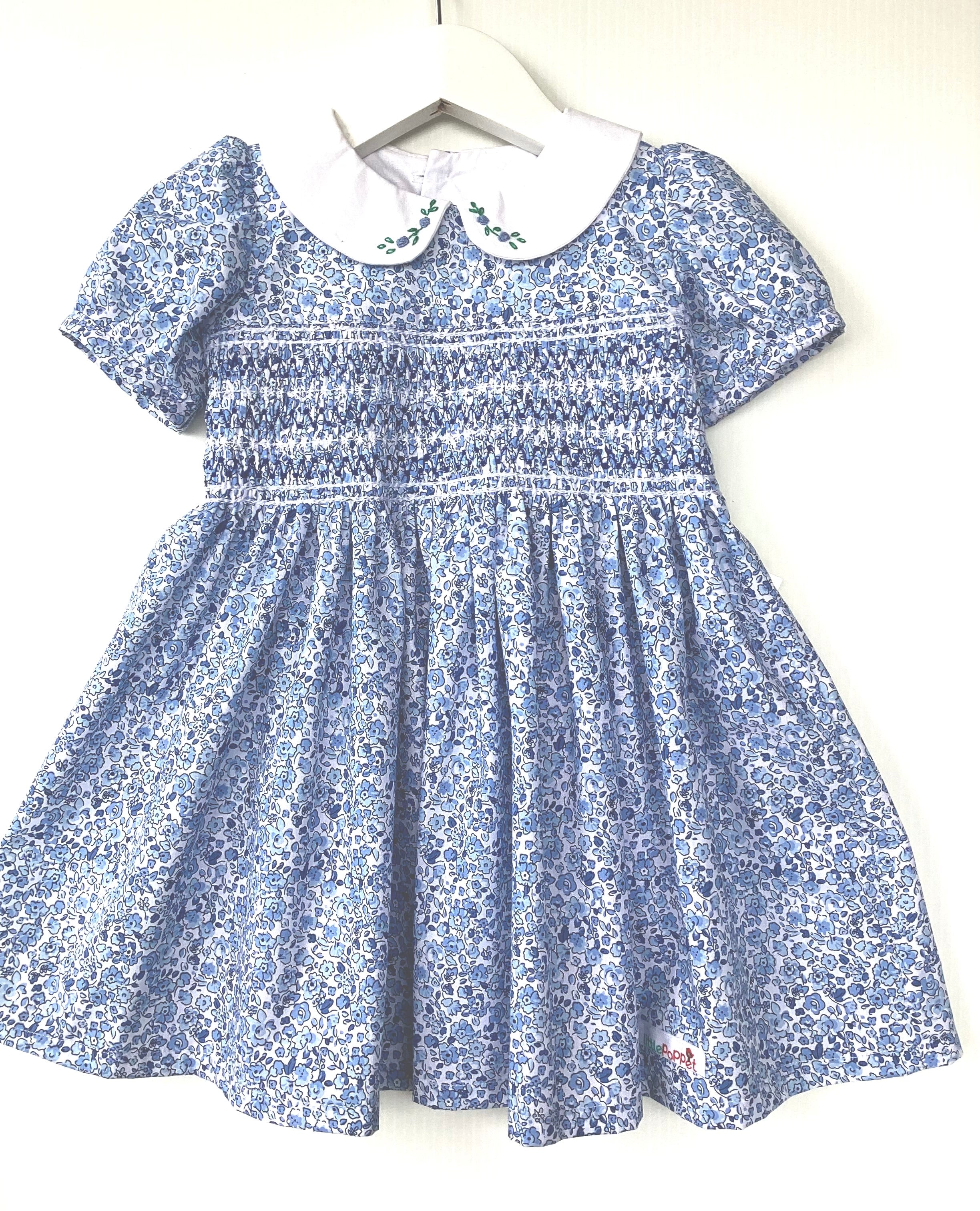 Girls’ Smocked Girl's Dress with Hand Embroidered Collar