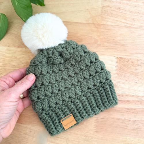 Newborn Crochet Baby Beanie - Sage Green