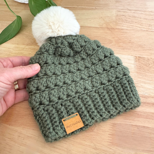 Newborn Crochet Baby Beanie - Sage Green