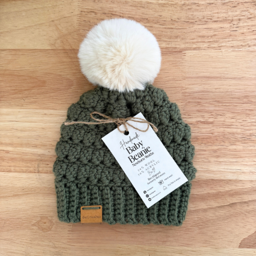 Newborn Crochet Baby Beanie - Sage Green