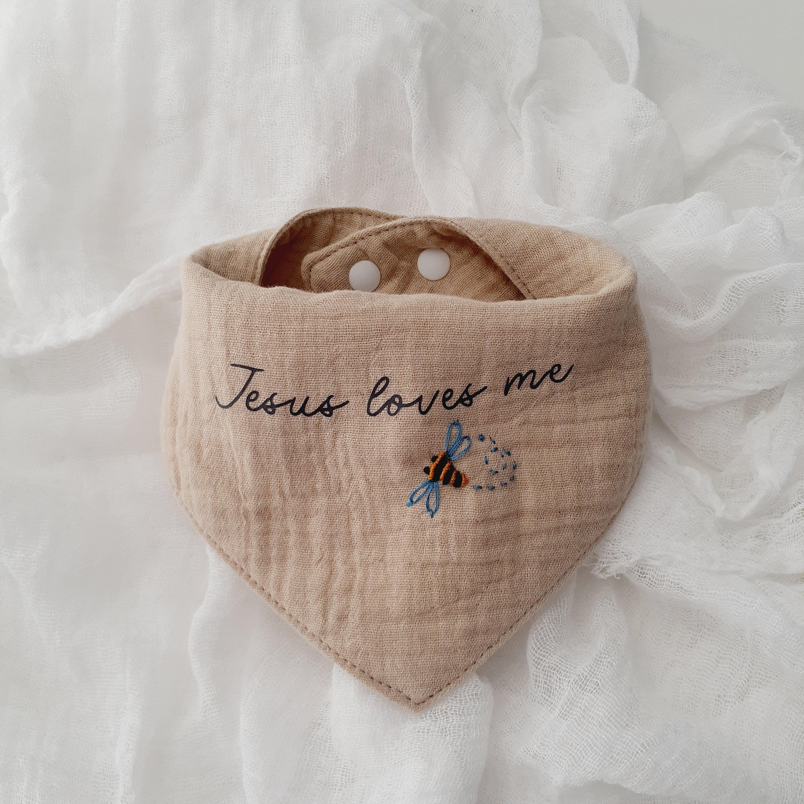 Christian Baby Bib • Cotton Bandana Bib • “Jesus Loves Me” Christian Bib • Faith‑Based Baby Gift • Baby Boy