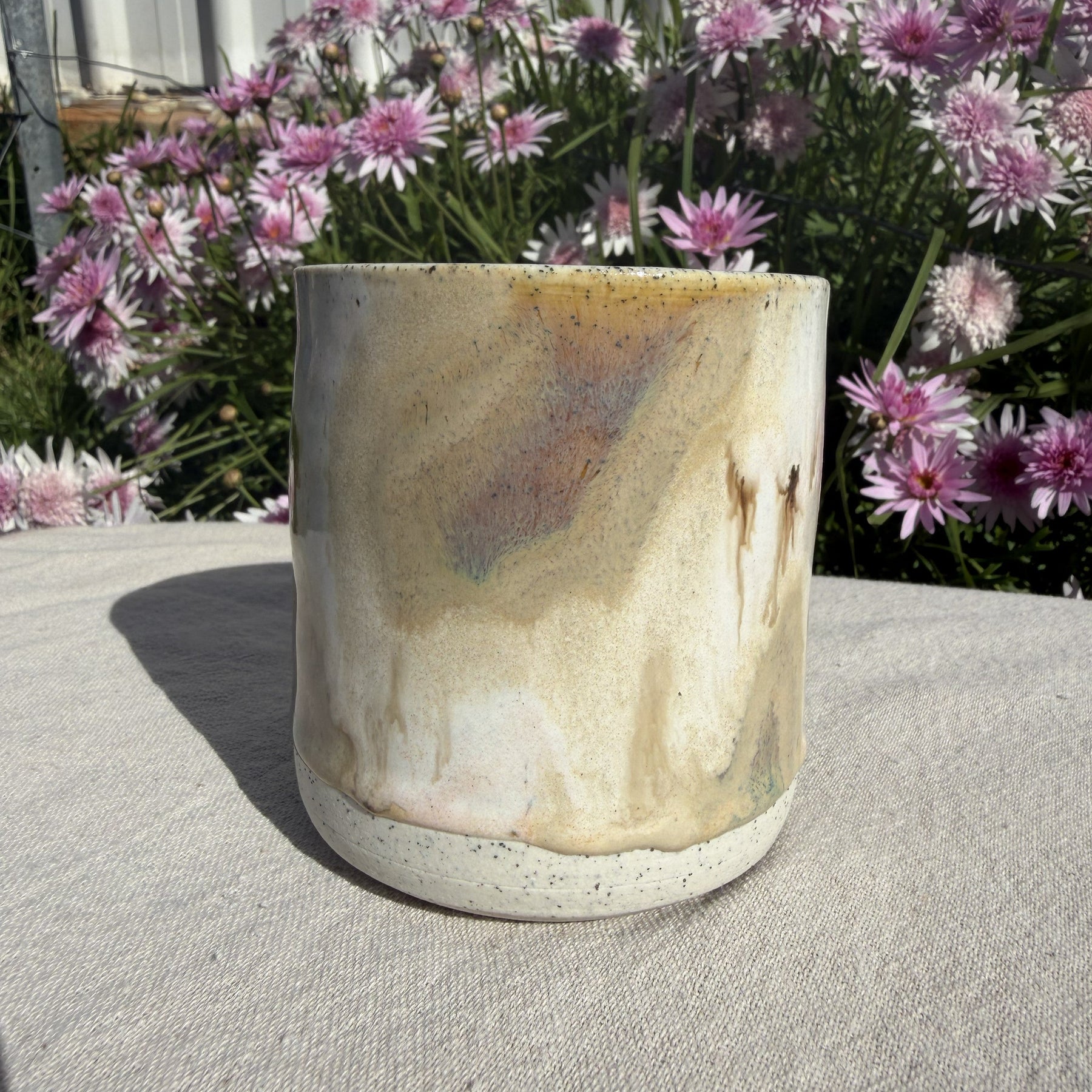 One-of-a-Kind Wheel Thrown Ceramic Cup – Organic Drip Glaze