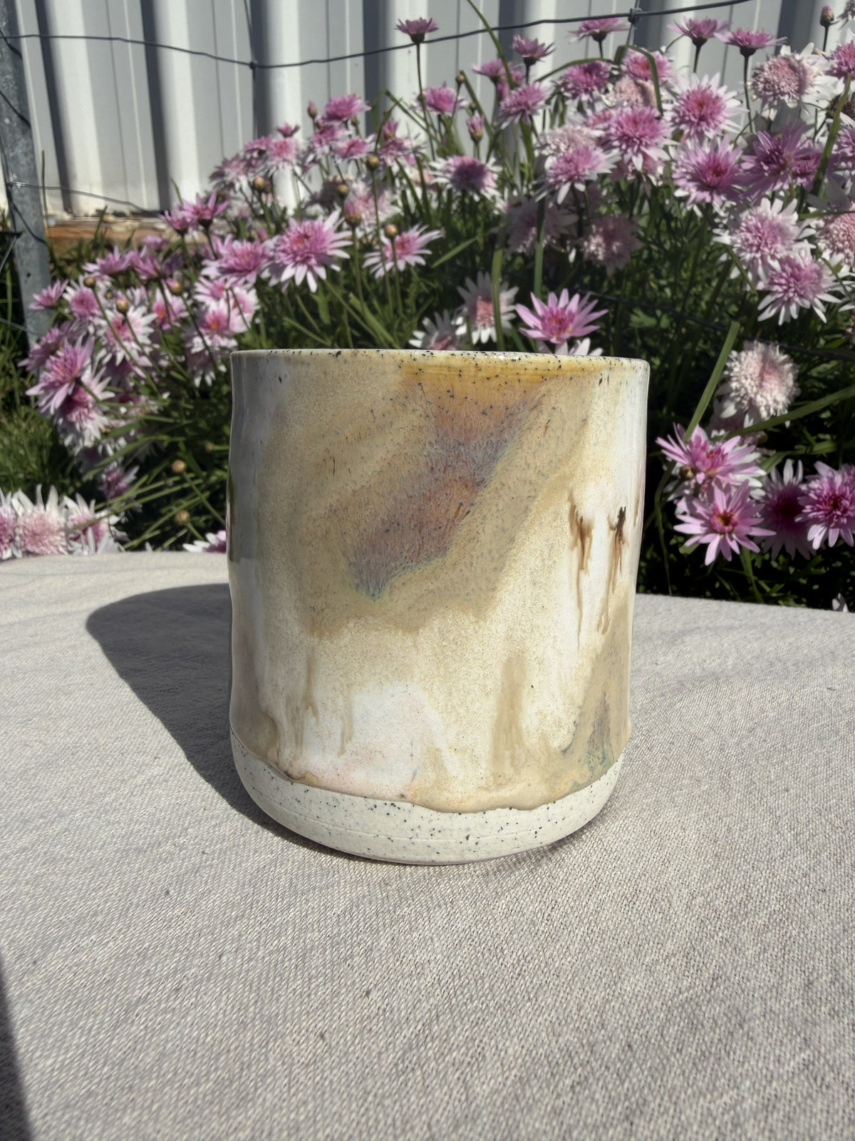 One-of-a-Kind Wheel Thrown Ceramic Cup – Organic Drip Glaze