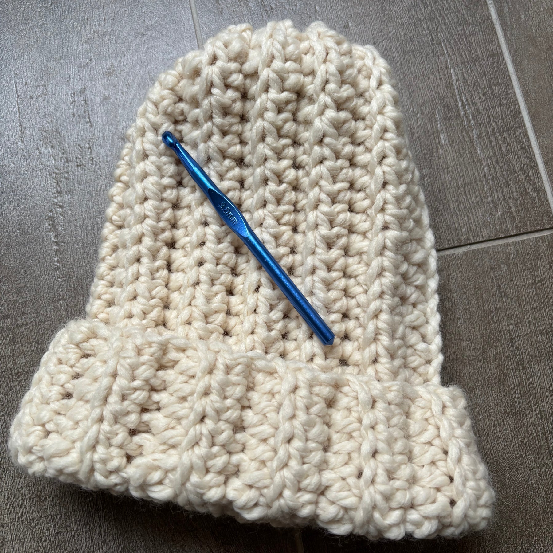 Hand Crocheted Beanie | Super Chunky | Cream | Unisex