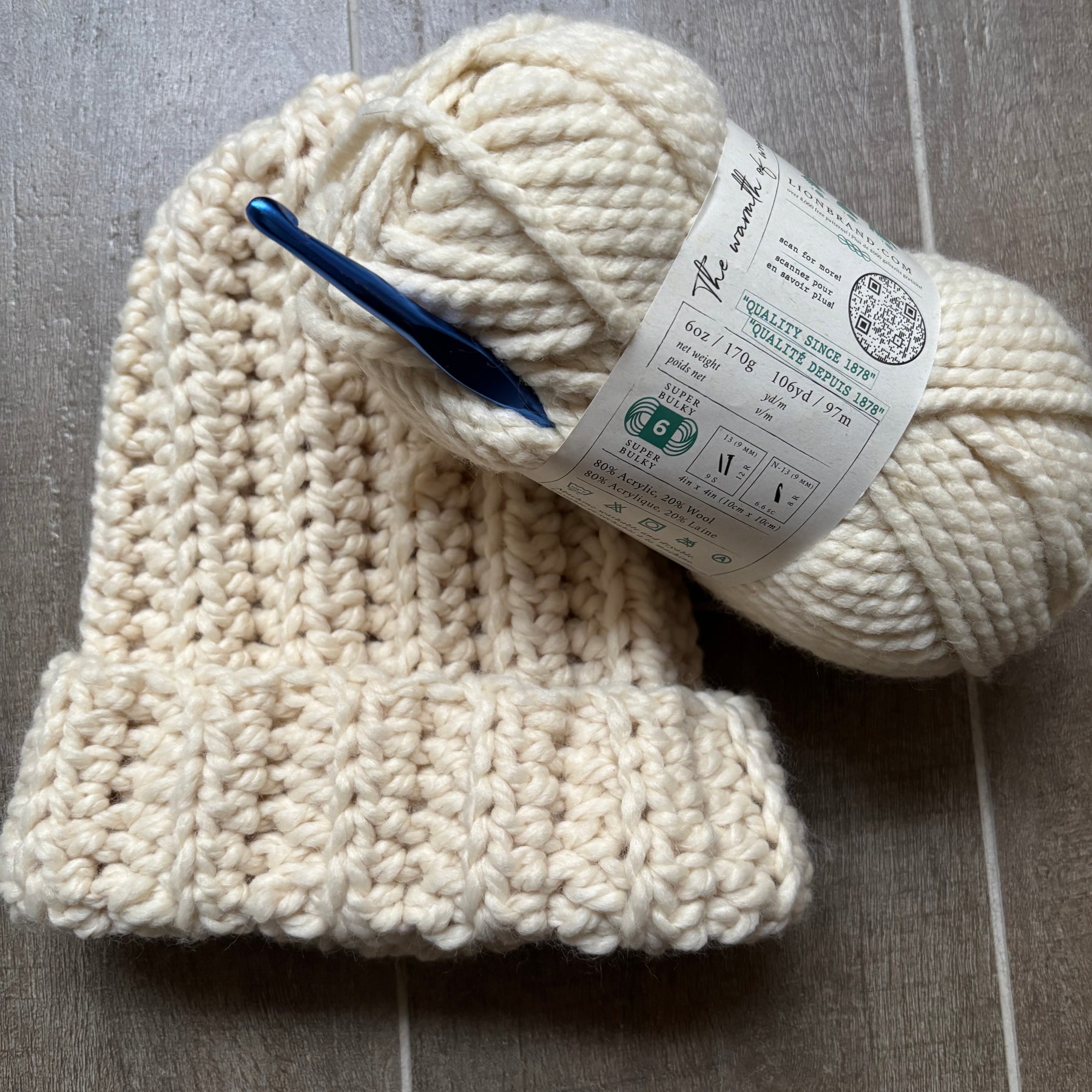 Hand Crocheted Beanie | Super Chunky | Cream | Unisex