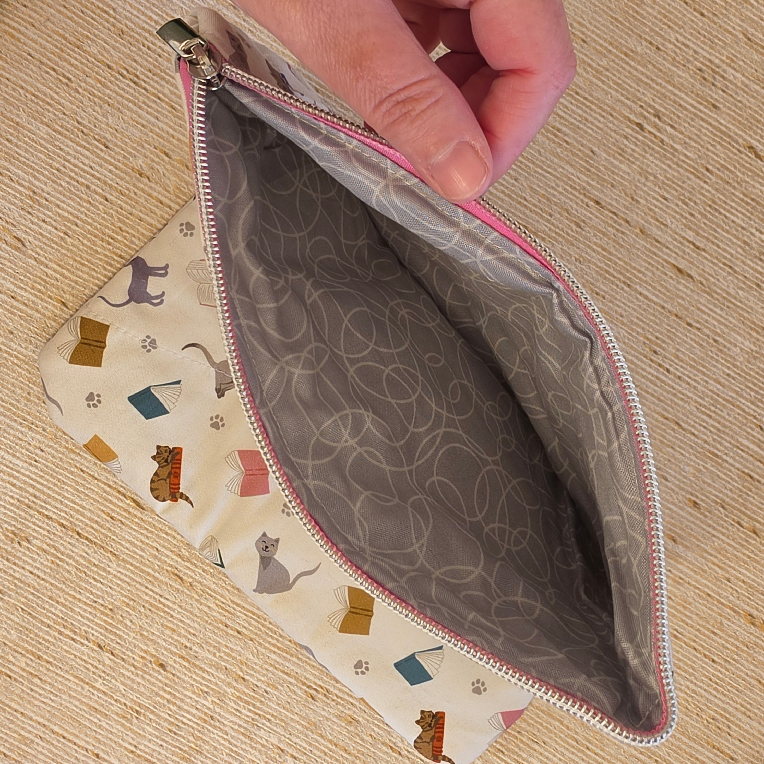 Cat designs - book or 11" tablet sleeve, handmade