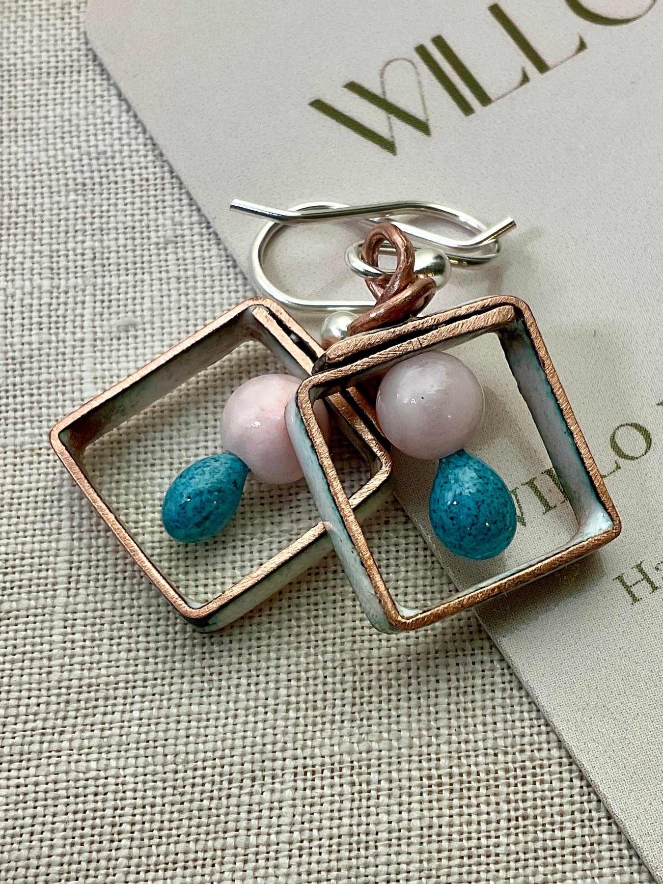 Enamel and copper earrings. Handmade