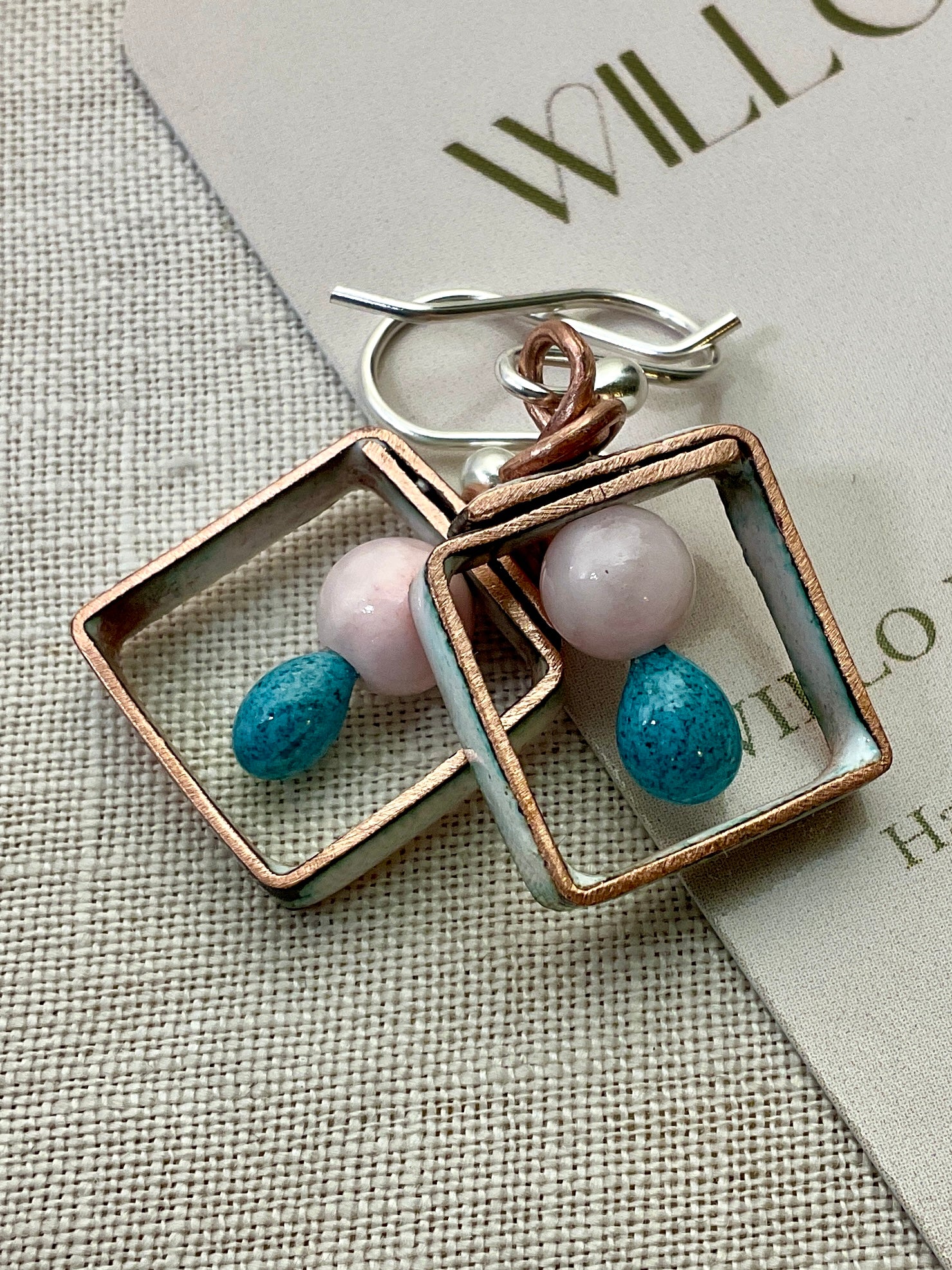 Enamel and copper earrings. Handmade