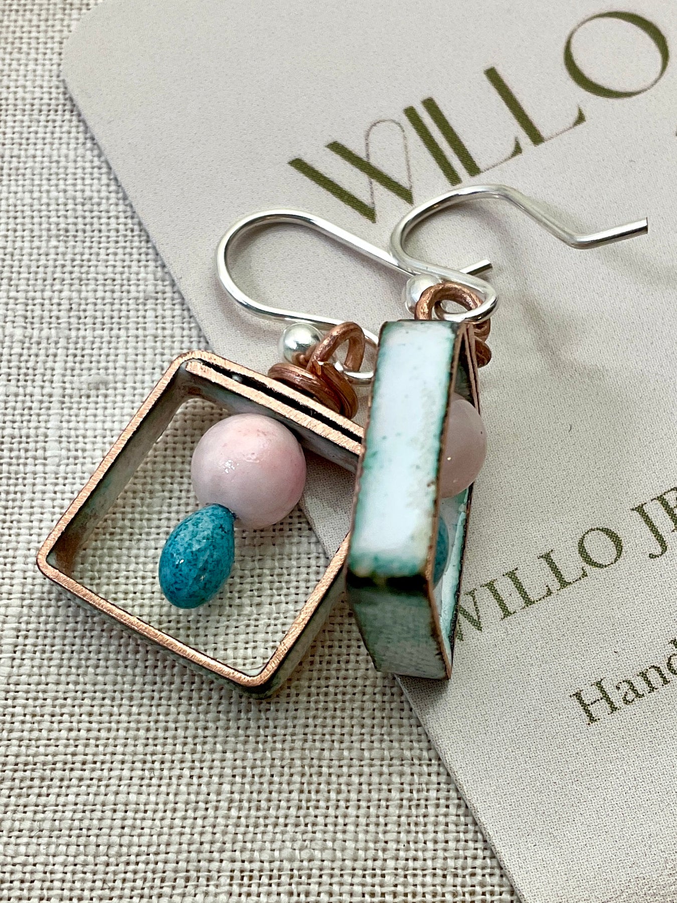 Enamel and copper earrings. Handmade