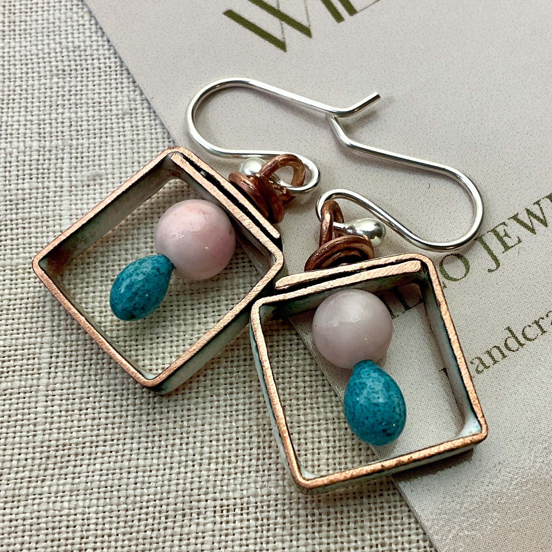 Enamel and copper earrings. Handmade