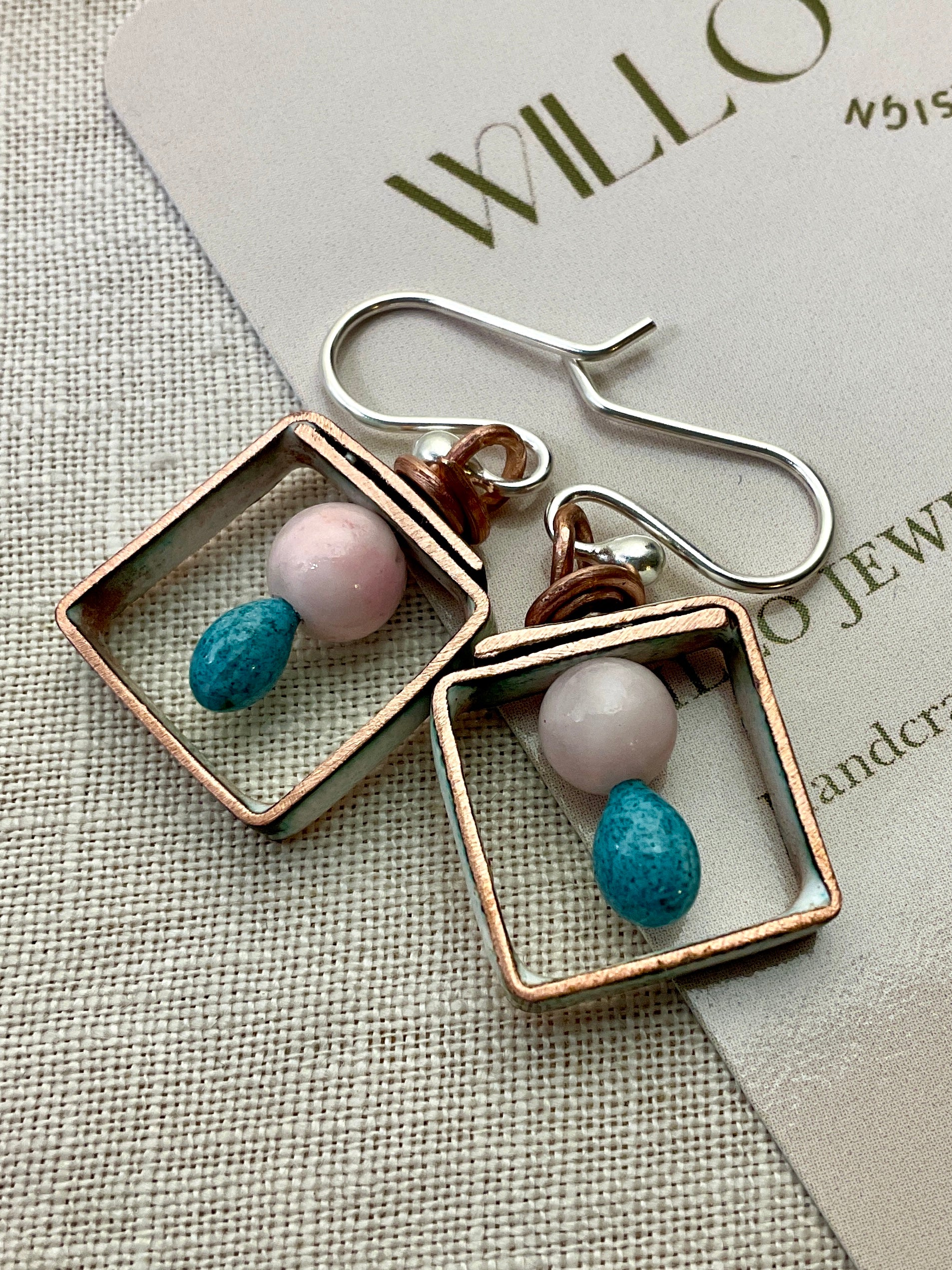 Enamel and copper earrings. Handmade