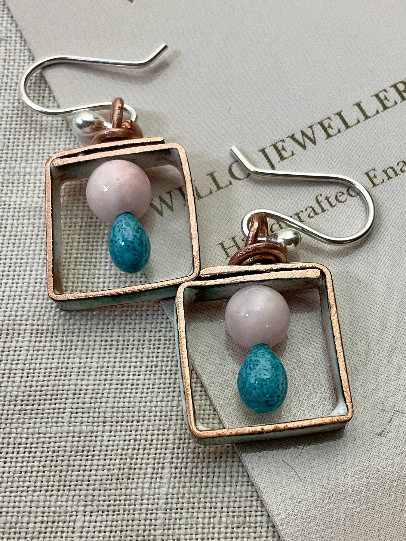 Enamel and copper earrings. Handmade