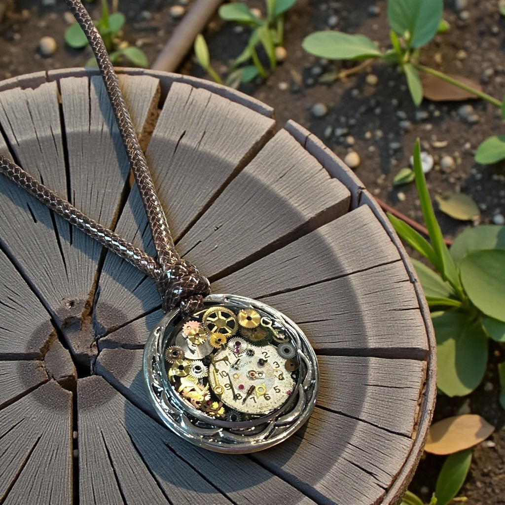 Steampunk Watch Parts Mens Medallion Necklace
