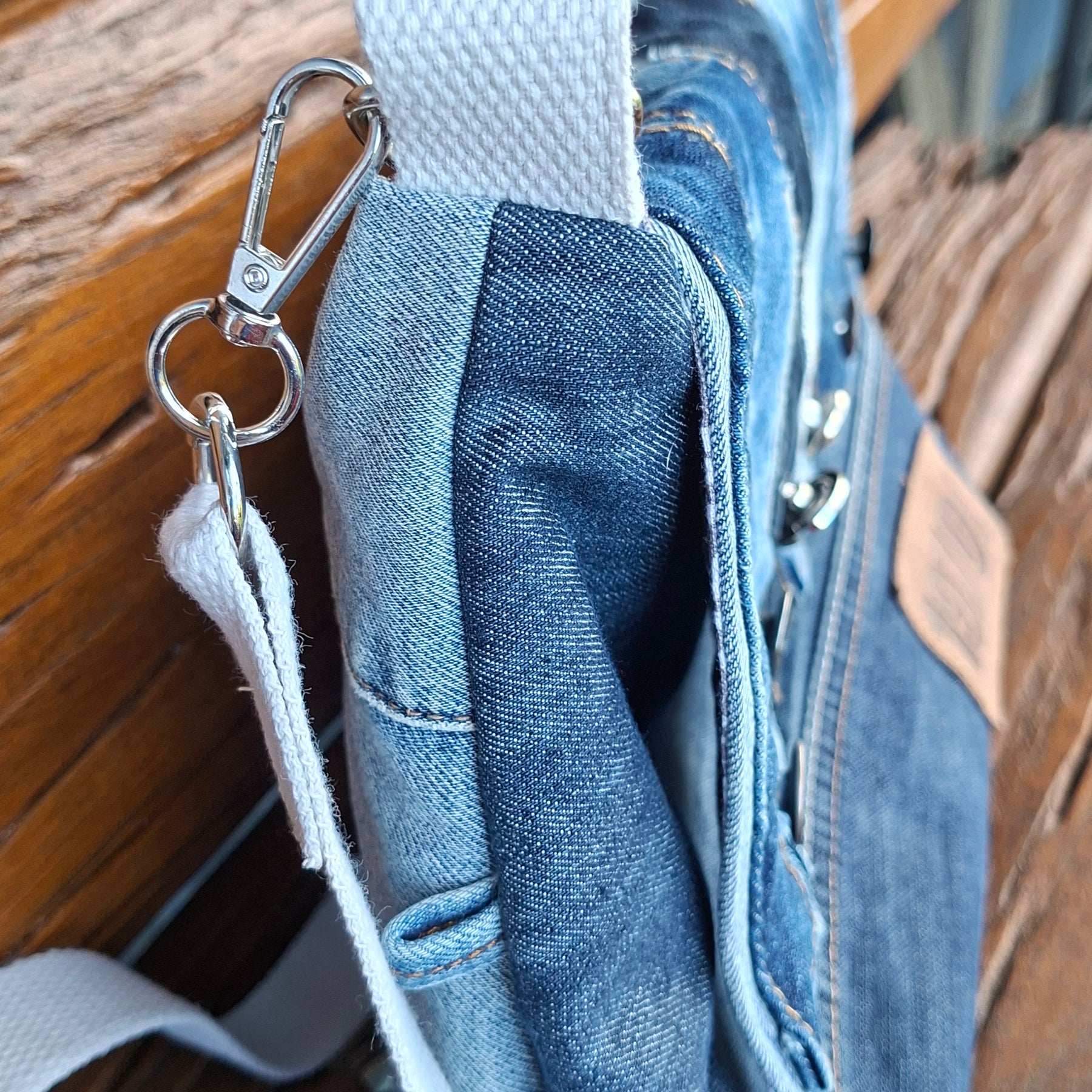 Upcycled Denim Unisex Crossbody Bag