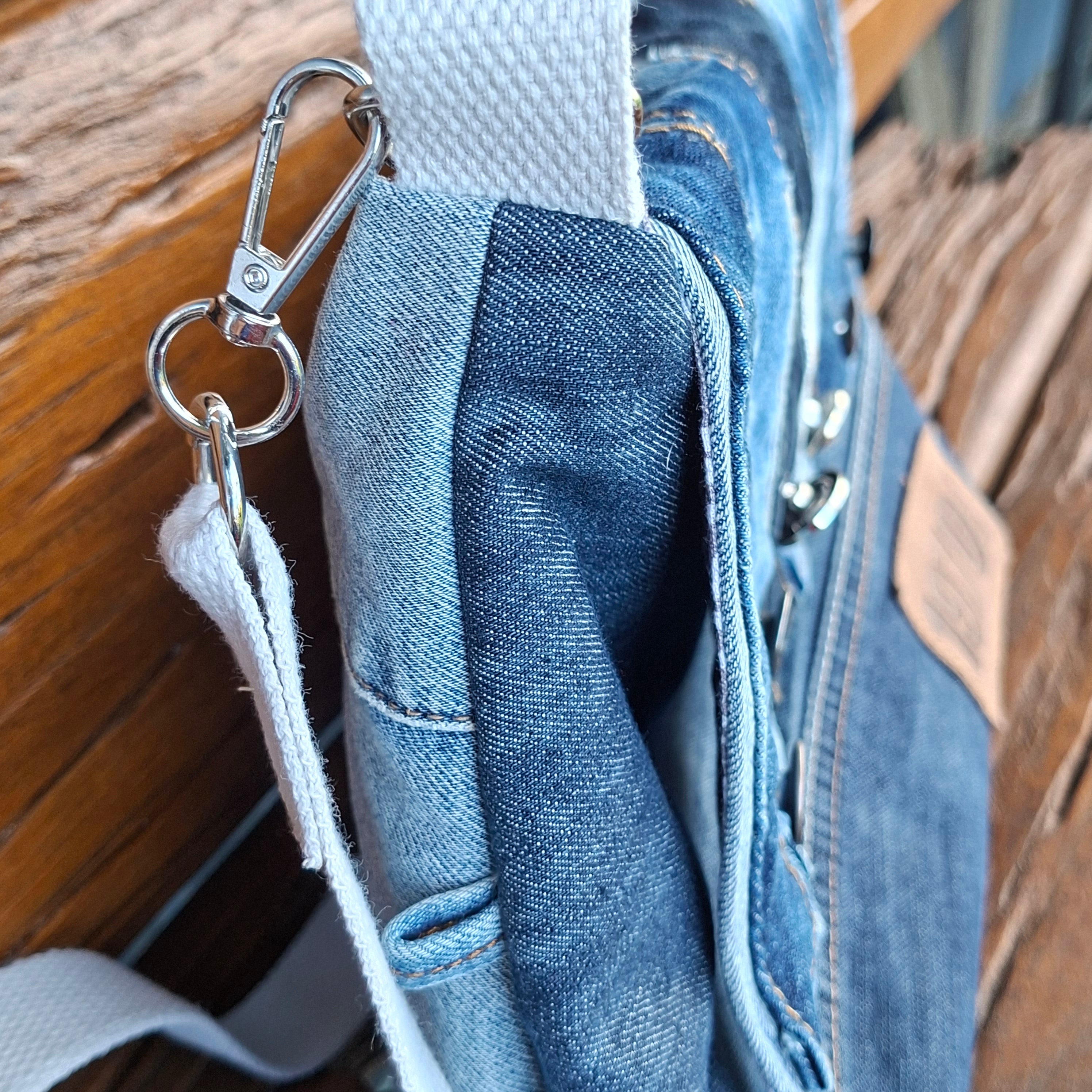 Upcycled Denim Unisex Crossbody Bag