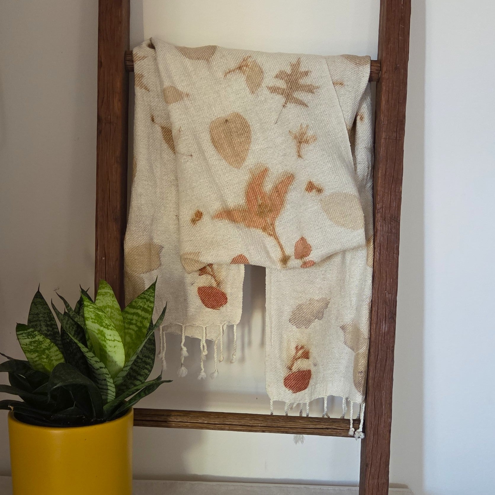 The Grace - Silk/Wool Blend Ecoprint Scarf/Wrap