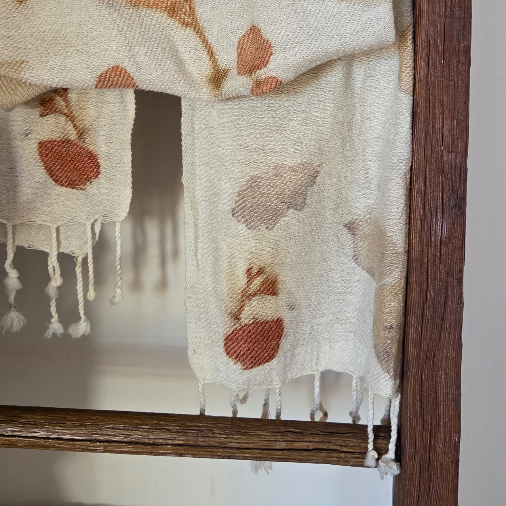 The Grace - Silk/Wool Blend Ecoprint Scarf/Wrap