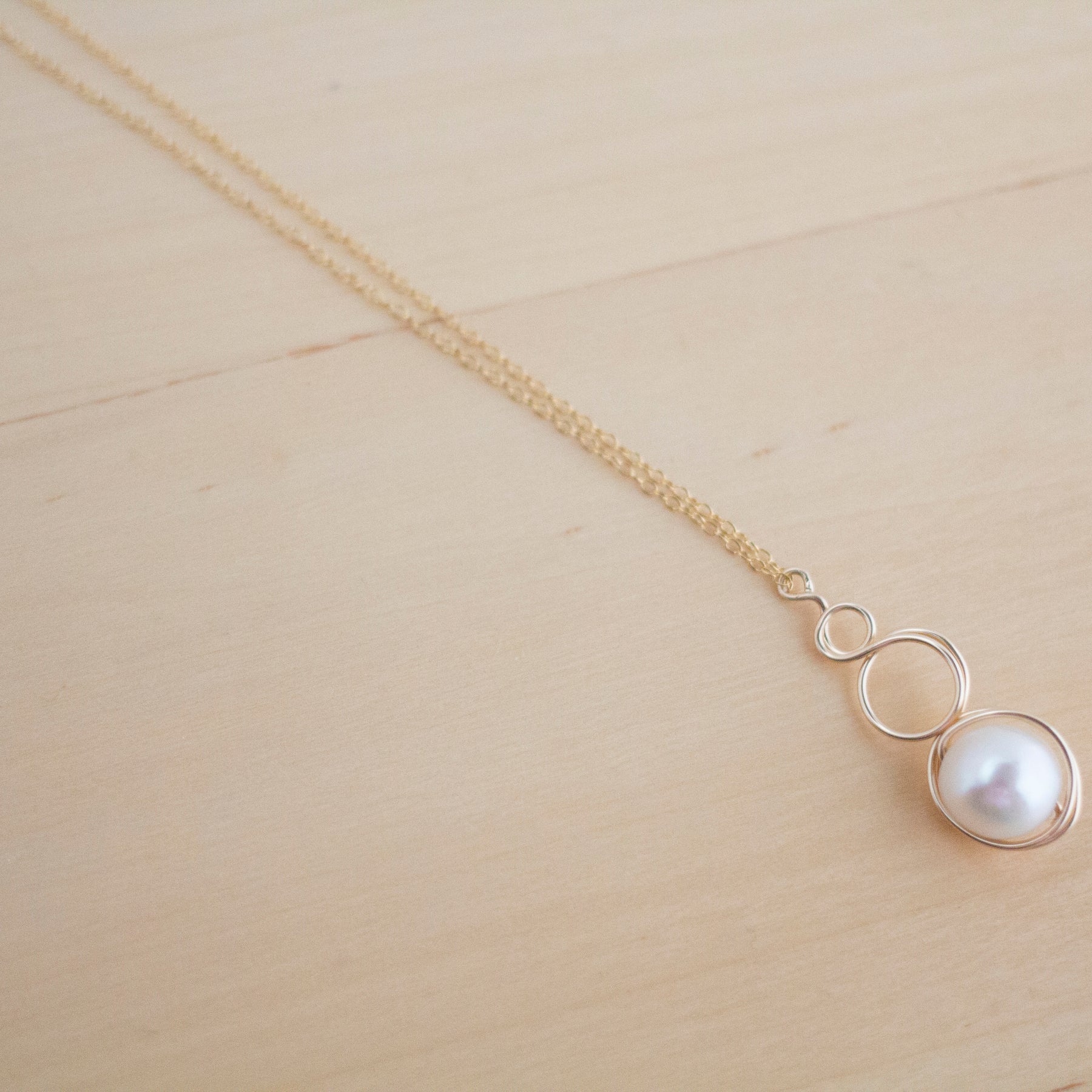 Gold Filled Baroque Pearl Loop Pendant Necklace | Jewellery Gift Idea