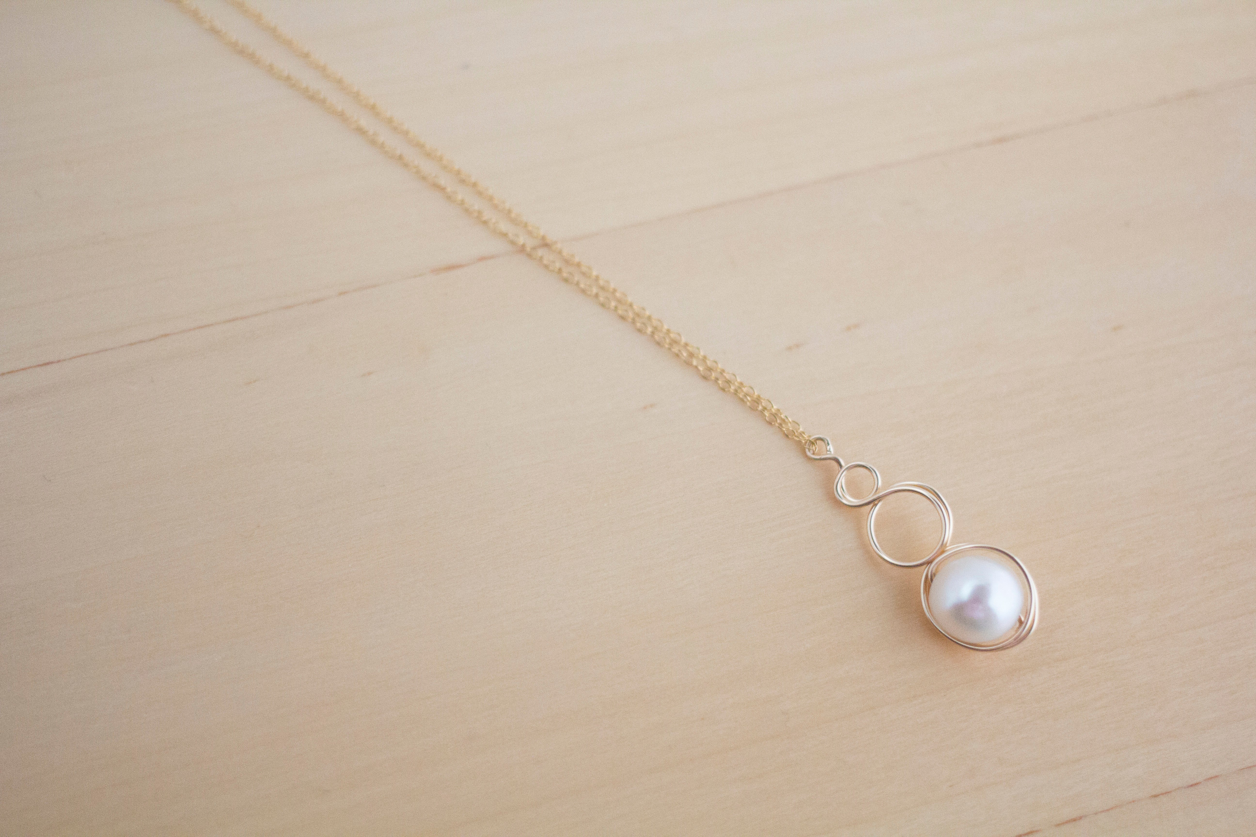 Gold Filled Baroque Pearl Loop Pendant Necklace | Jewellery Gift Idea