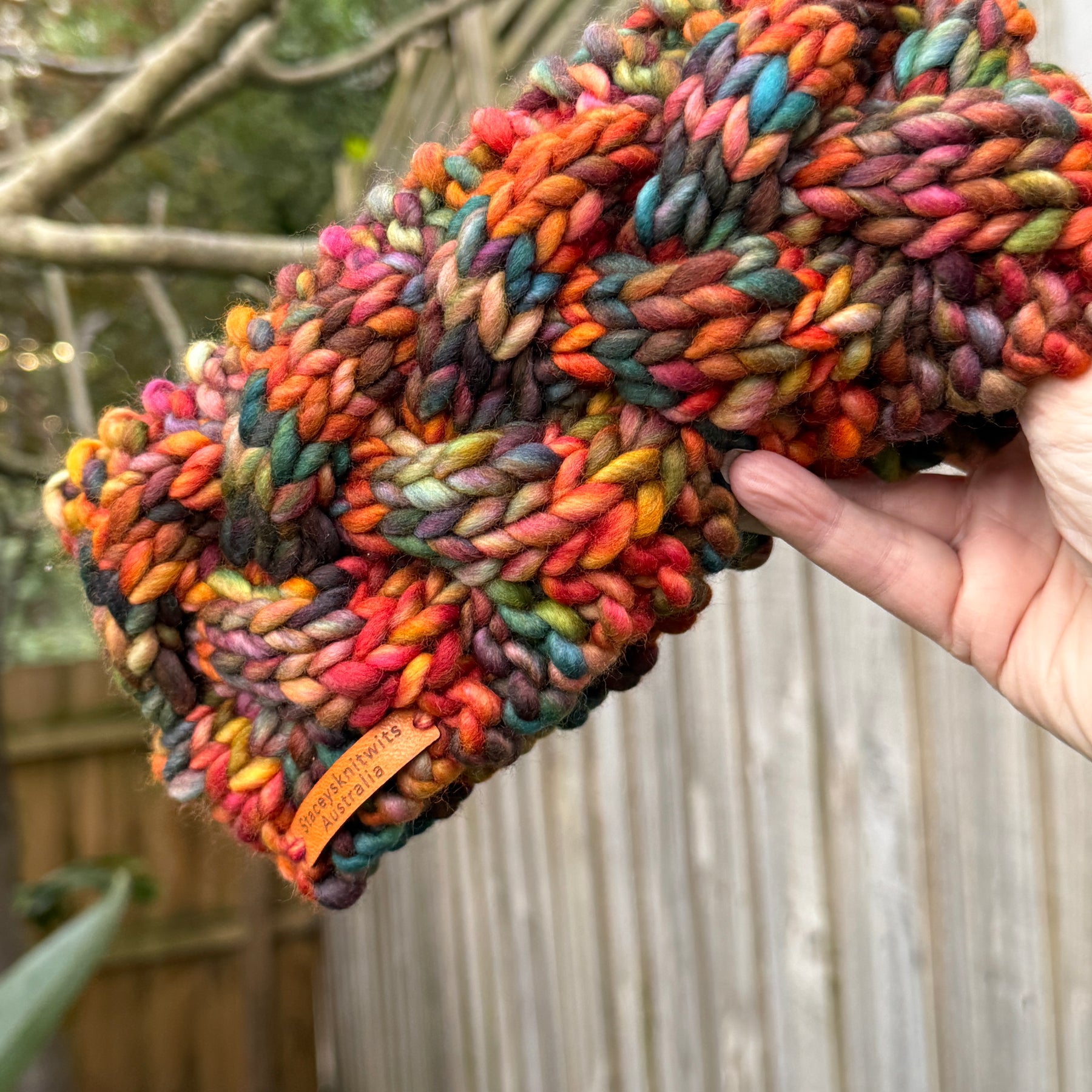 Hand Knitted Merino Headband, Colorful Rainbow Headband